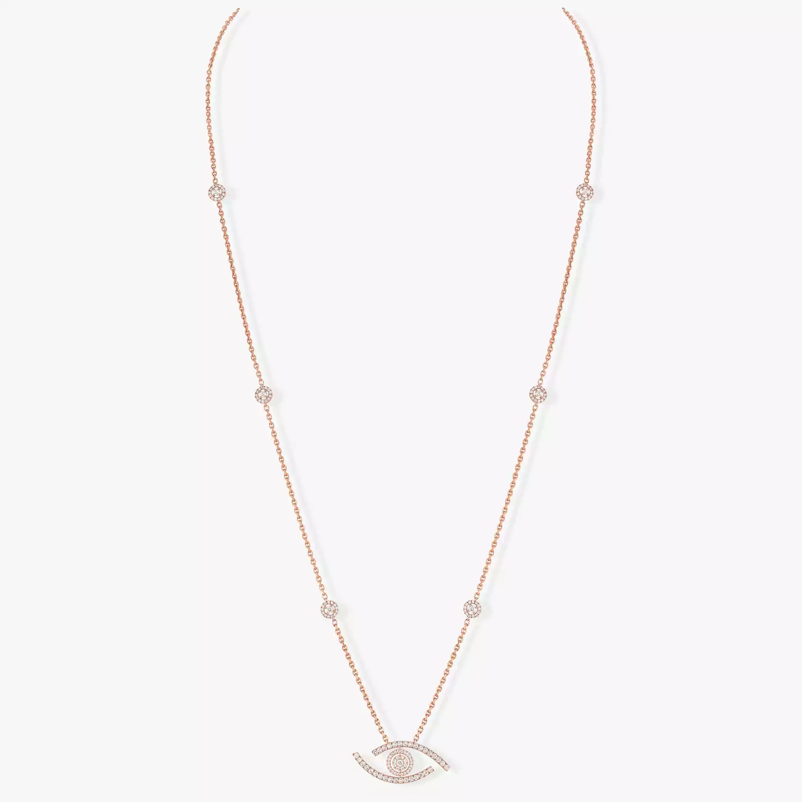 Collier Femme Or Rose Diamond Mit Diamanten ausgefasste lange Lucky Eye Halskette 11570-PG