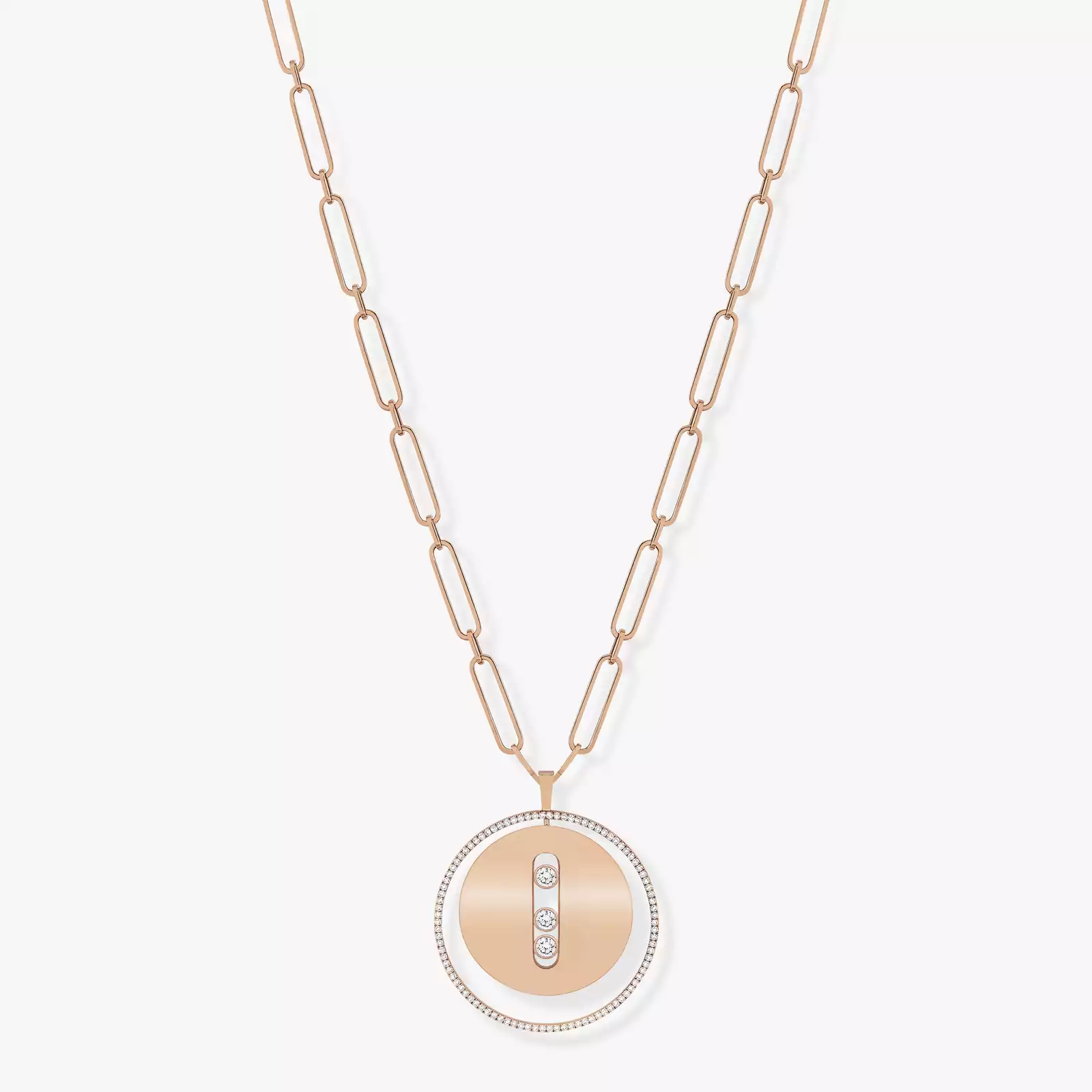 Necklace For Her Pink Gold Diamond Lucky Move Long Necklace LM 10126-PG