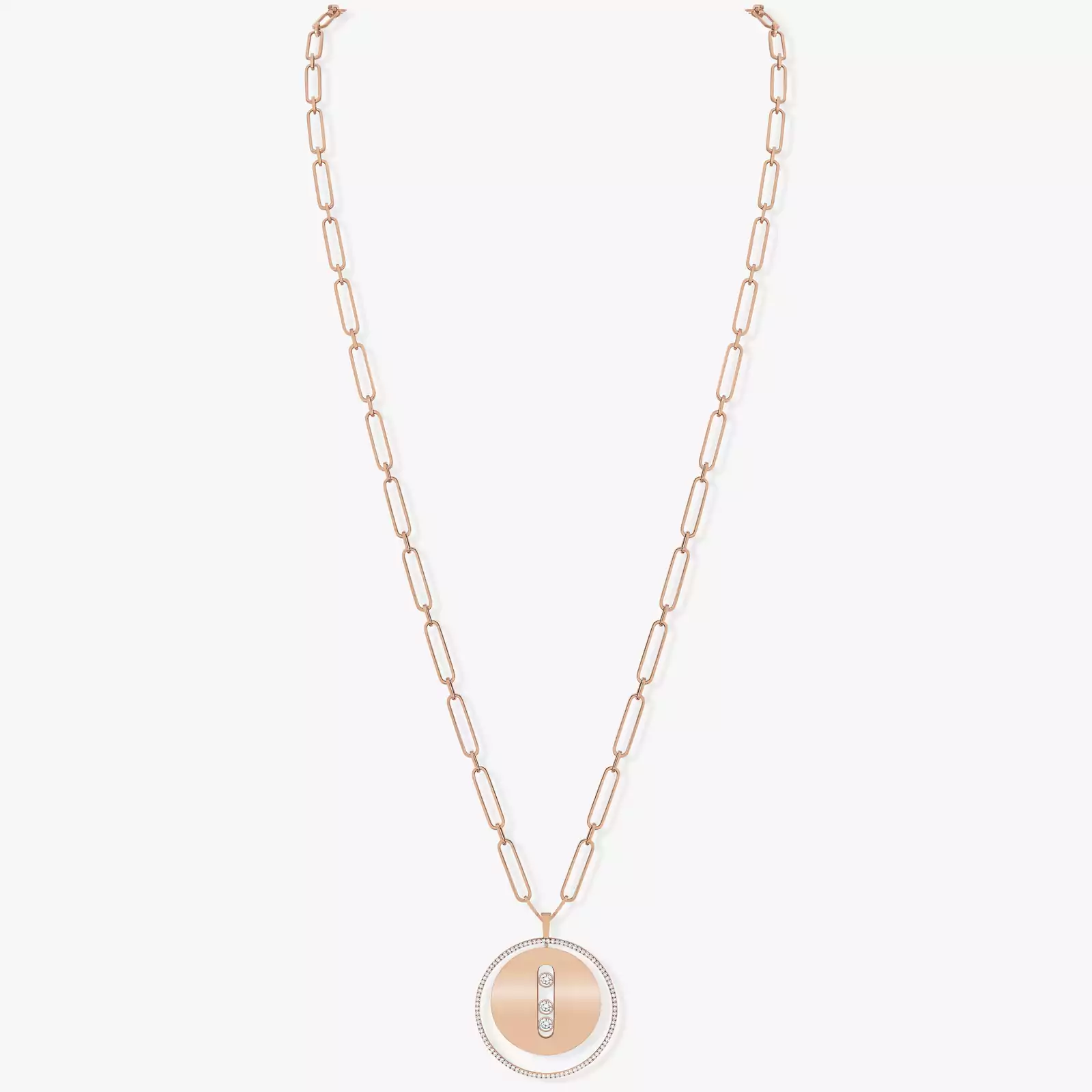 Necklace For Her Pink Gold Diamond Lucky Move Long Necklace LM 10126-PG