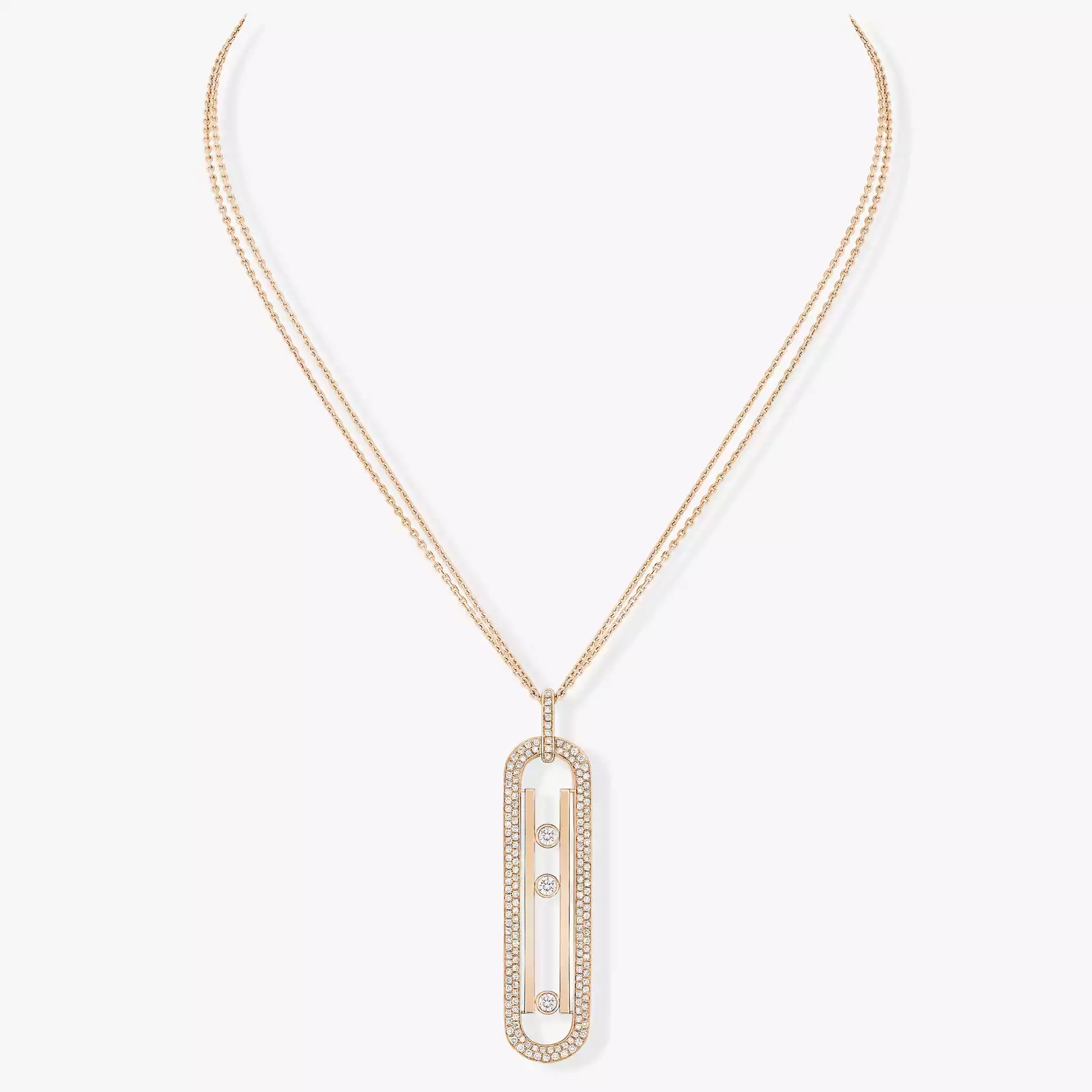 Collier Femme Or Rose Diamond Sautoir Move 10th Anniversary 07228-PG