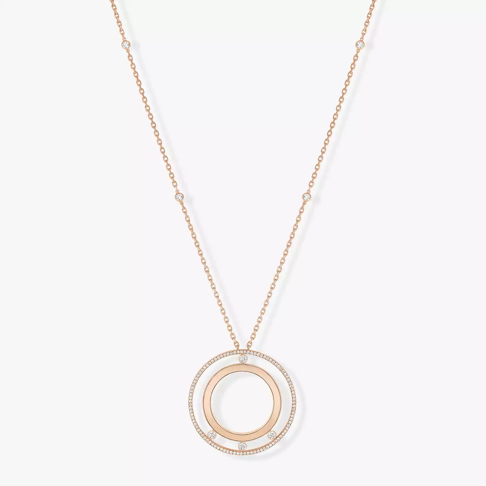 Necklace For Her Pink Gold Diamond Move Romane Long Necklace 11169-PG