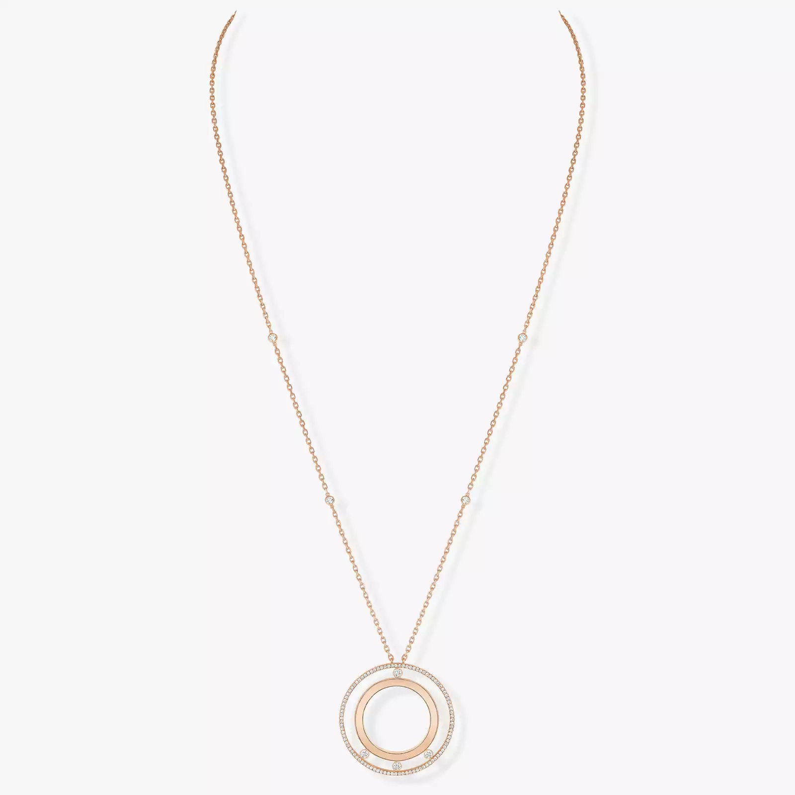 Necklace For Her Pink Gold Diamond Move Romane Long Necklace 11169-PG
