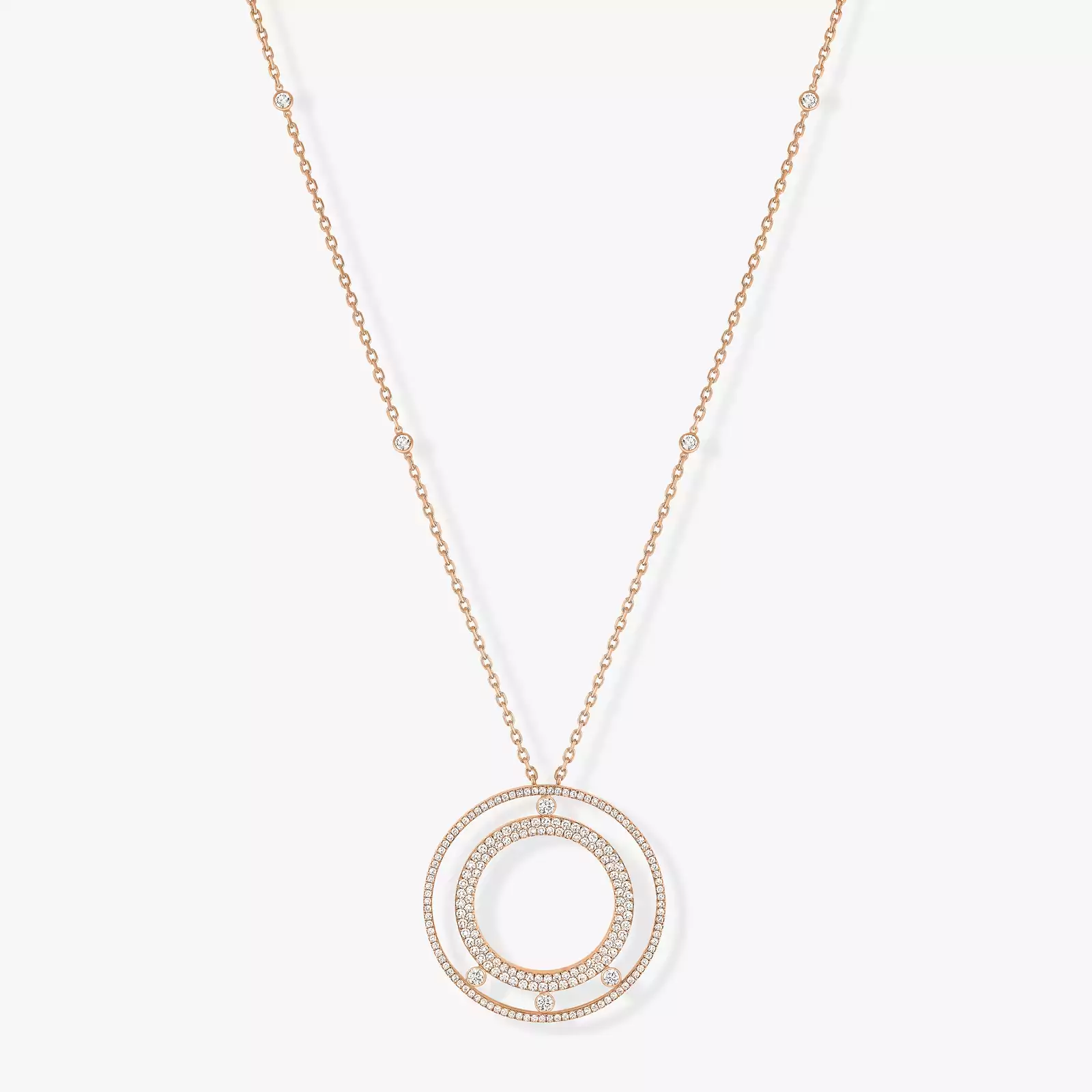 Collier Femme Or Rose Diamant Collier Long Move Romane Pavé 11317-PG
