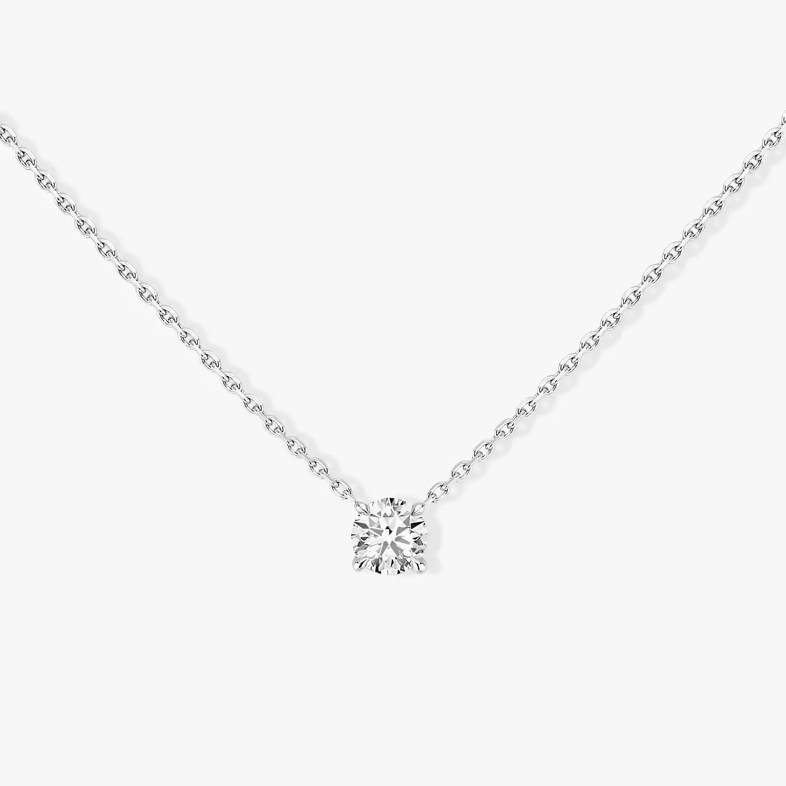 Collier Femme Or Blanc Diamond Solitaire Brillant 08571-WG