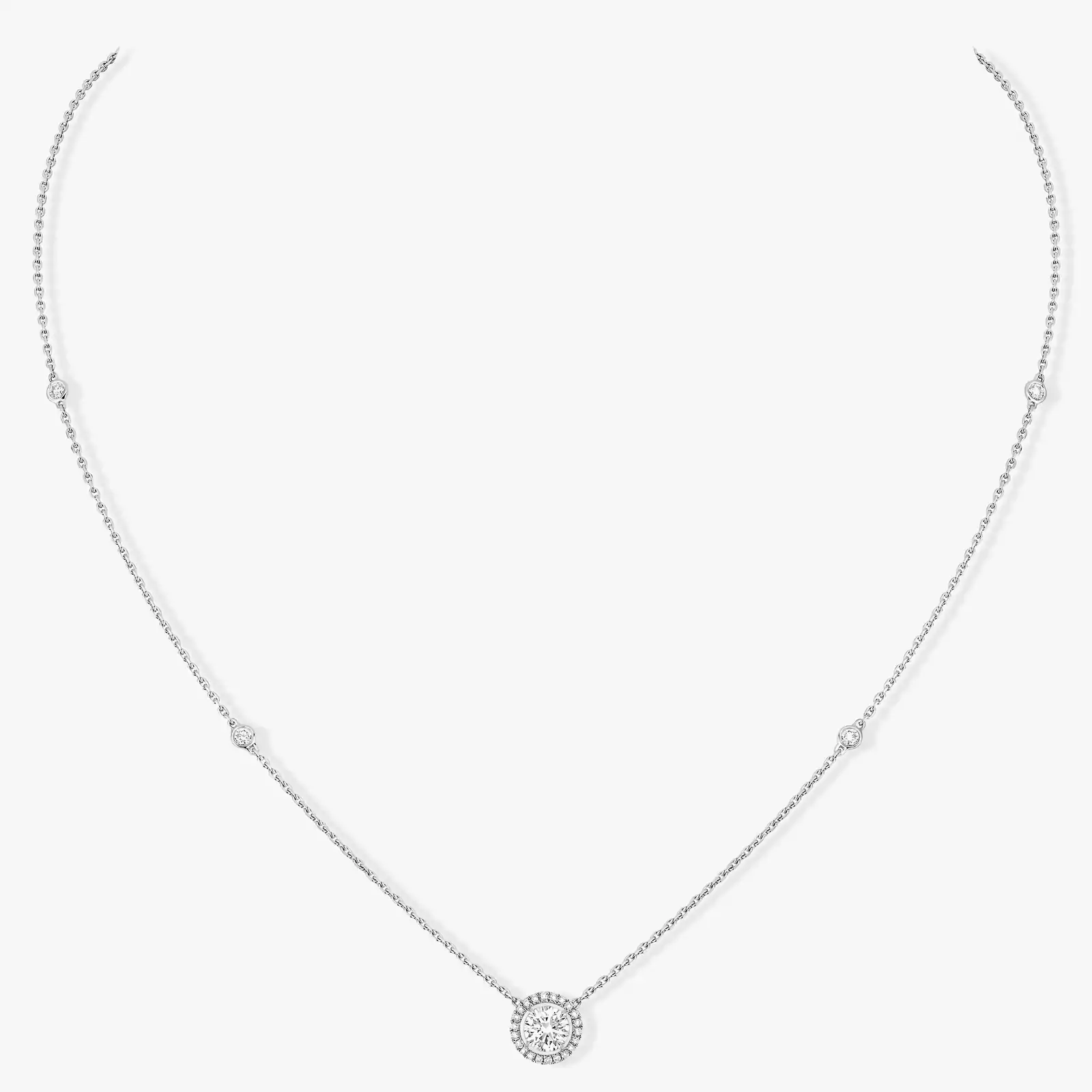 Collier Femme Or Blanc Diamond Solitaire M-Love Brillant 08611-WG