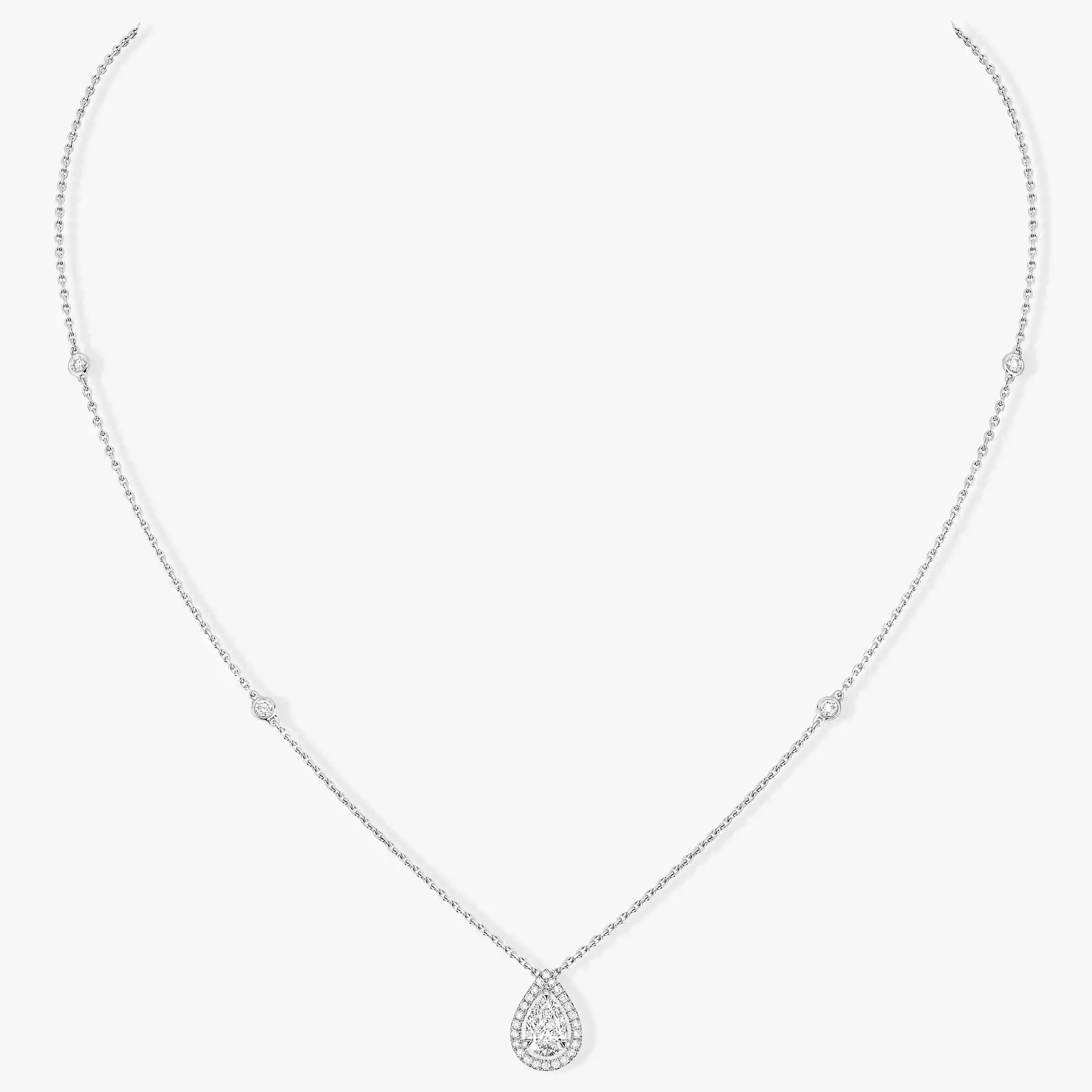 White Gold Diamond Solitaire Necklace M Love Messika 08020 WG