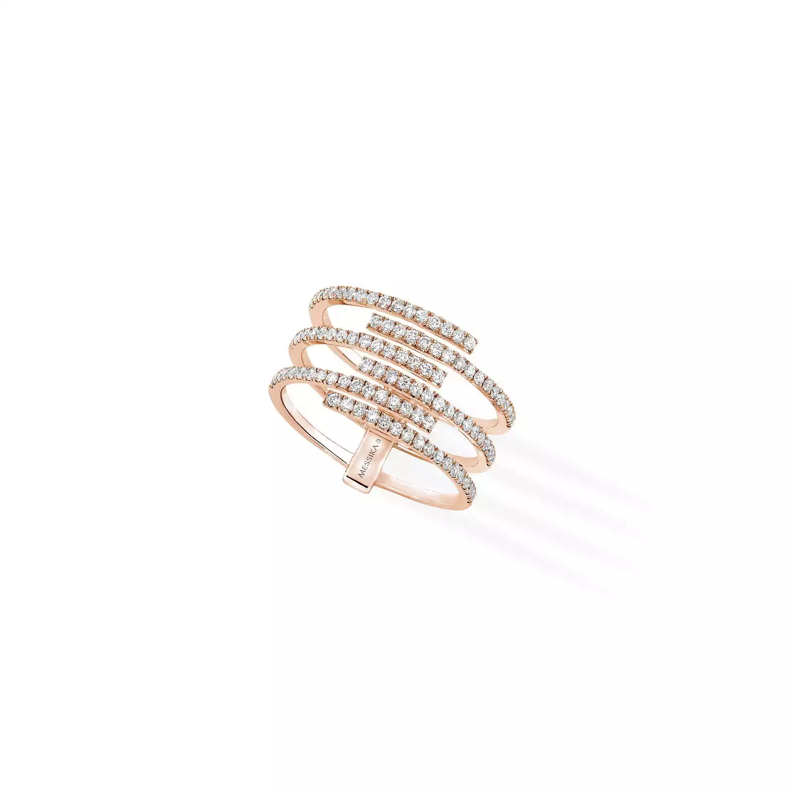 Pink Gold Diamond Ring Gatsby 6 Rows Messika 06244 PG