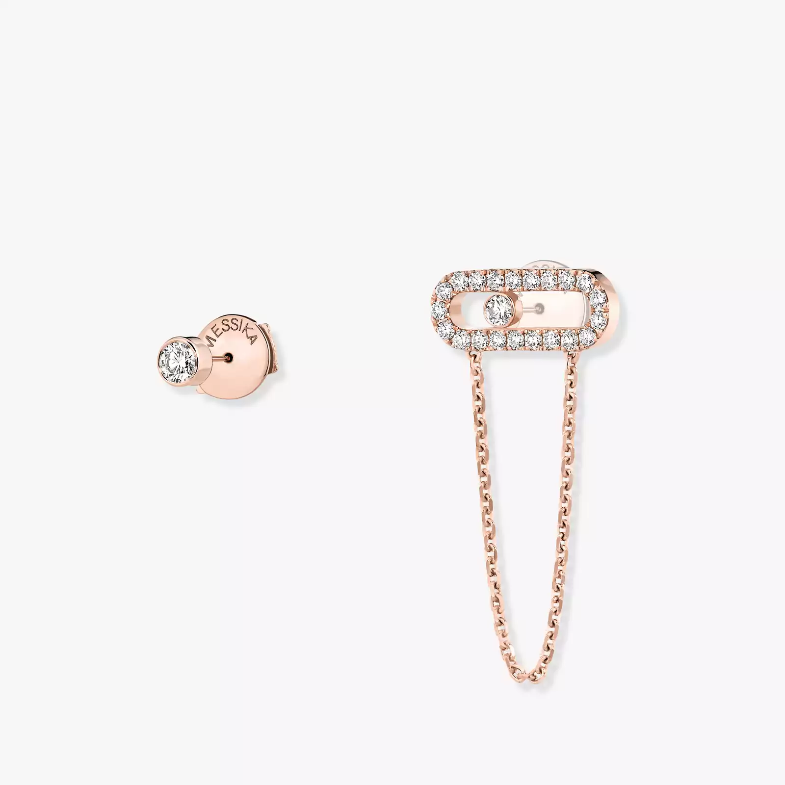 Earrings For Her Pink Gold Diamond Move Uno Chain and Stud earrings 12146-PG
