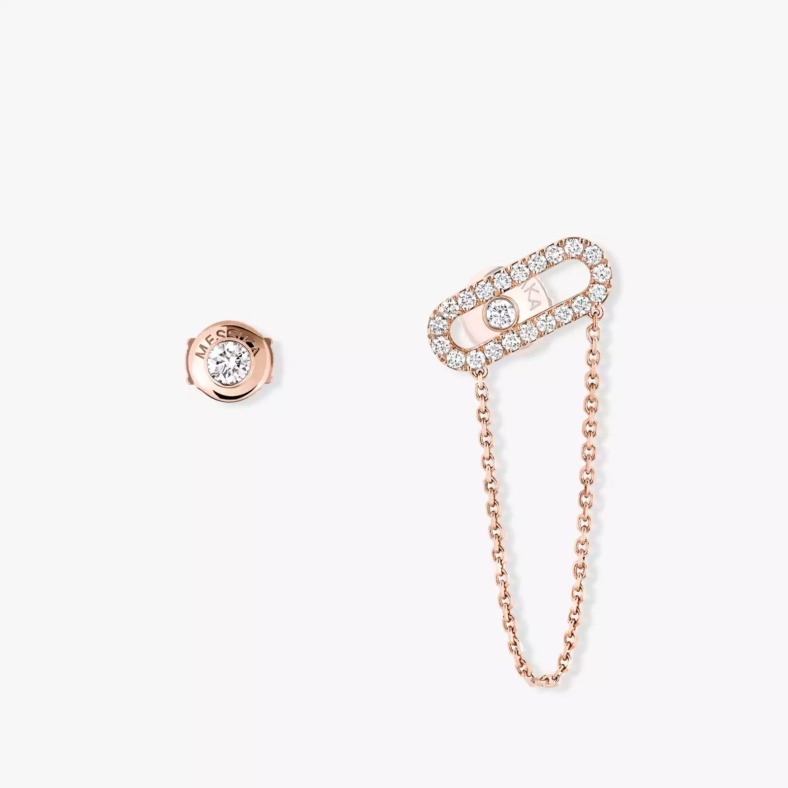 Earrings For Her Pink Gold Diamond Move Uno Chain and Stud earrings 12146-PG