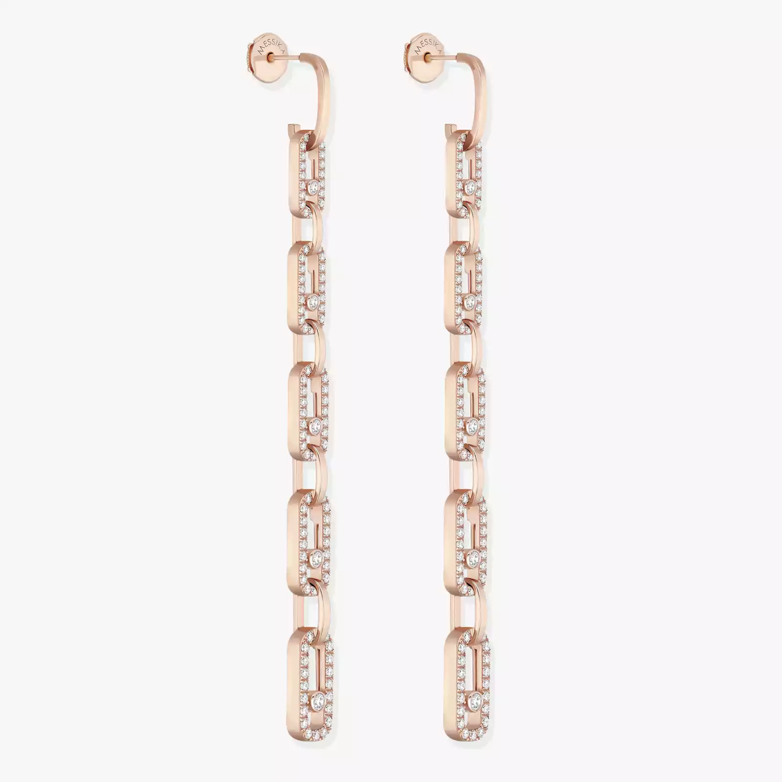 Boucles d'oreilles Femme Or Rose Diamant Pendantes Move Link Multi 12011-PG