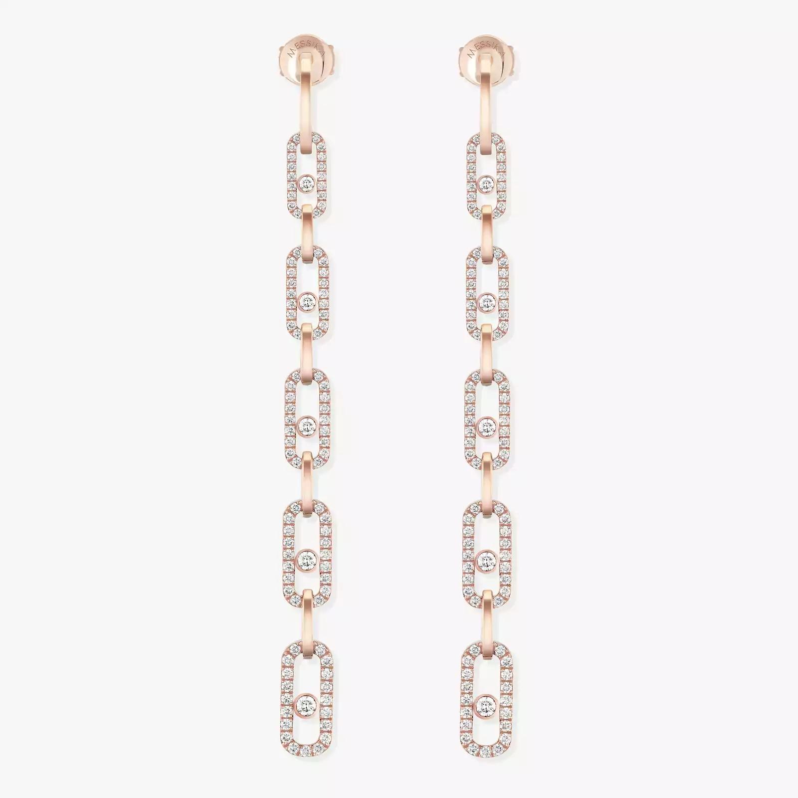 Boucles d'oreilles Femme Or Rose Diamant Pendantes Move Link Multi 12011-PG
