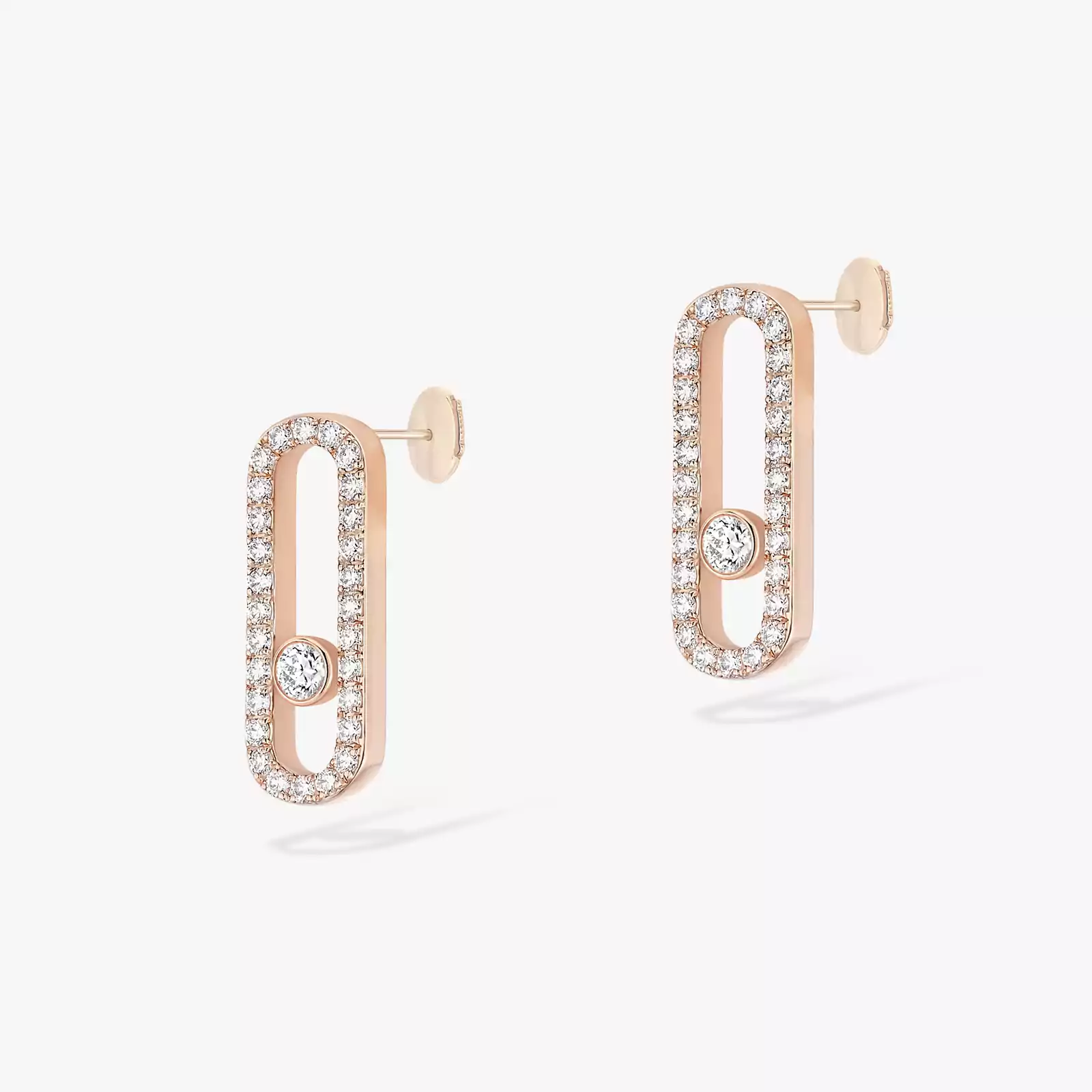 Move Uno Diamond Pavé Earrings Pink Gold For Her Diamond Earrings 12183-PG