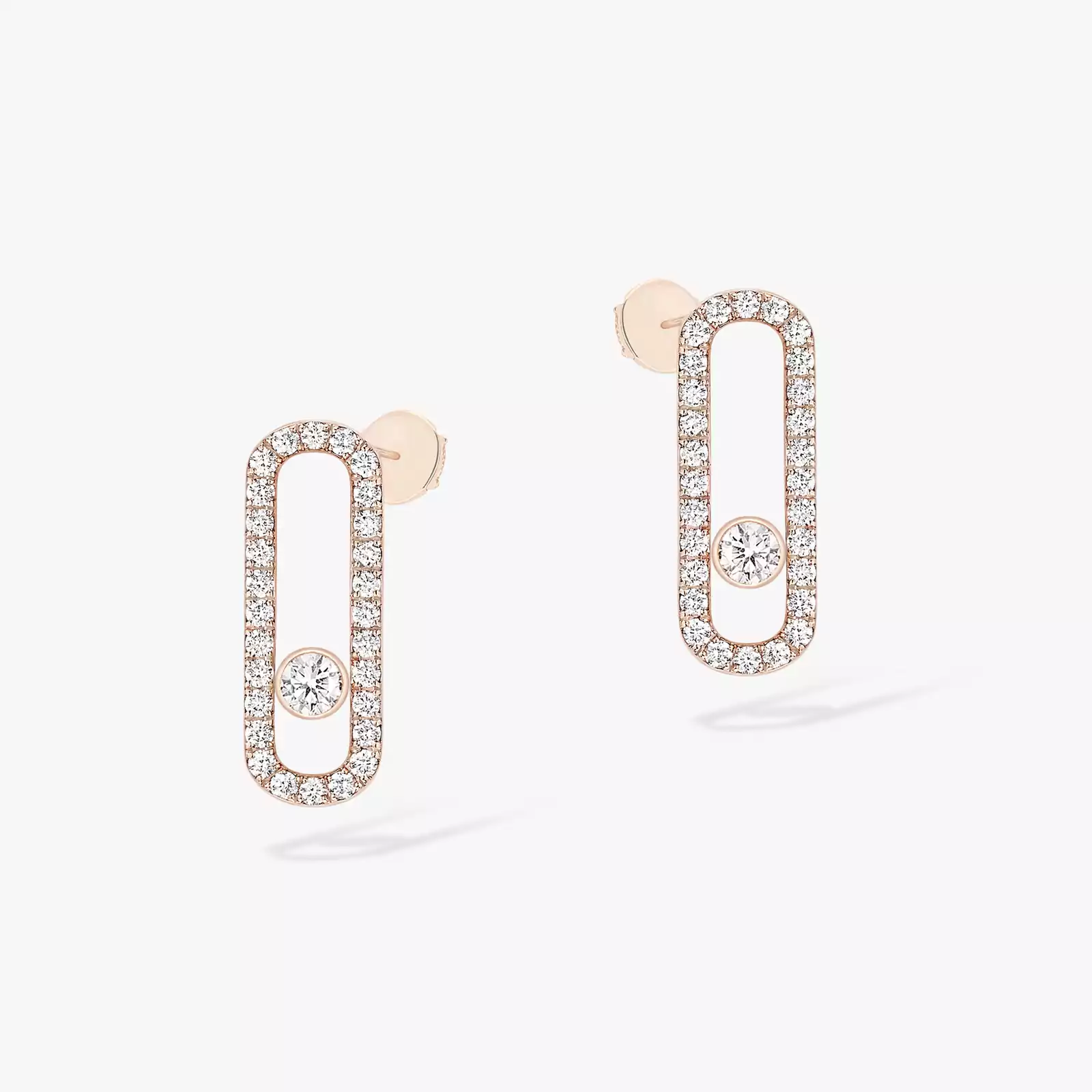 Move Uno Diamond Pavé Earrings Pink Gold For Her Diamond Earrings 12183-PG