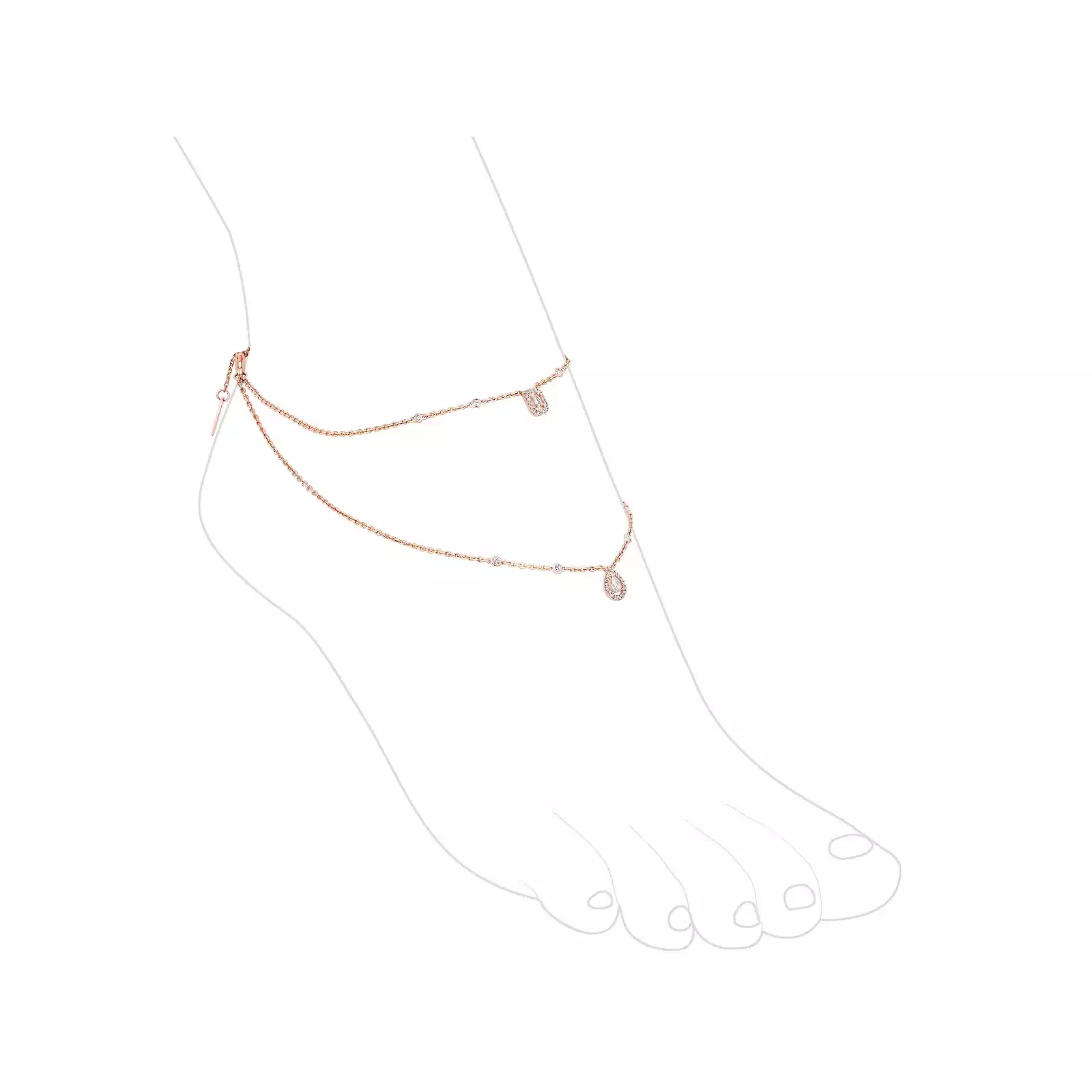 手链 她的珍礼 玫瑰金 Bracelet de Cheville My Twin 2 Rangs 07152-PG