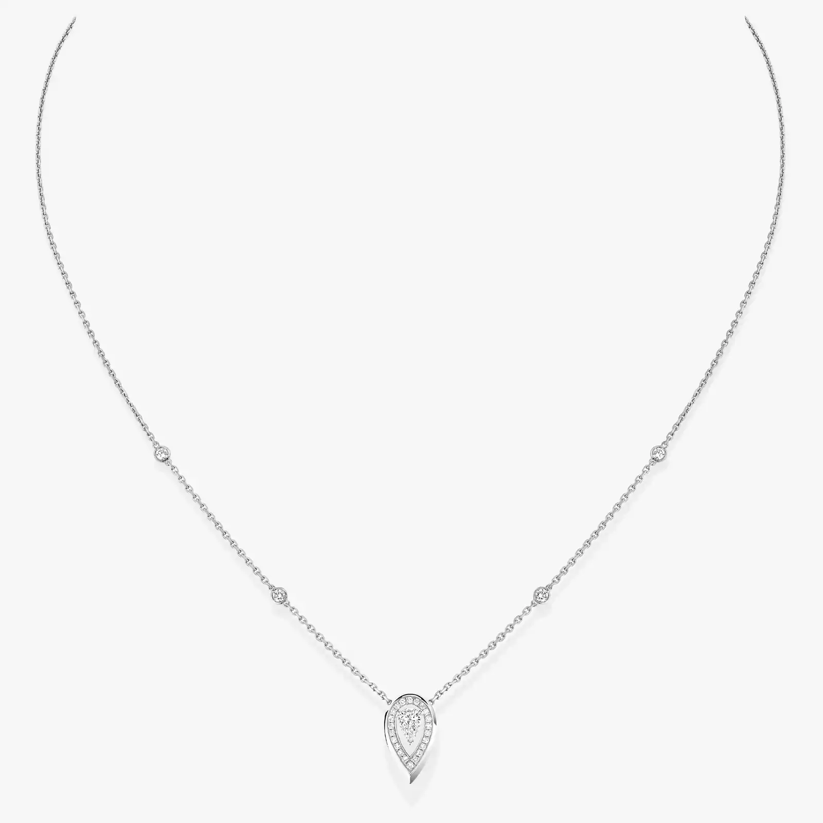 Collana Donna Oro bianco Diamante Fiery 0,10 carati 12611-WG