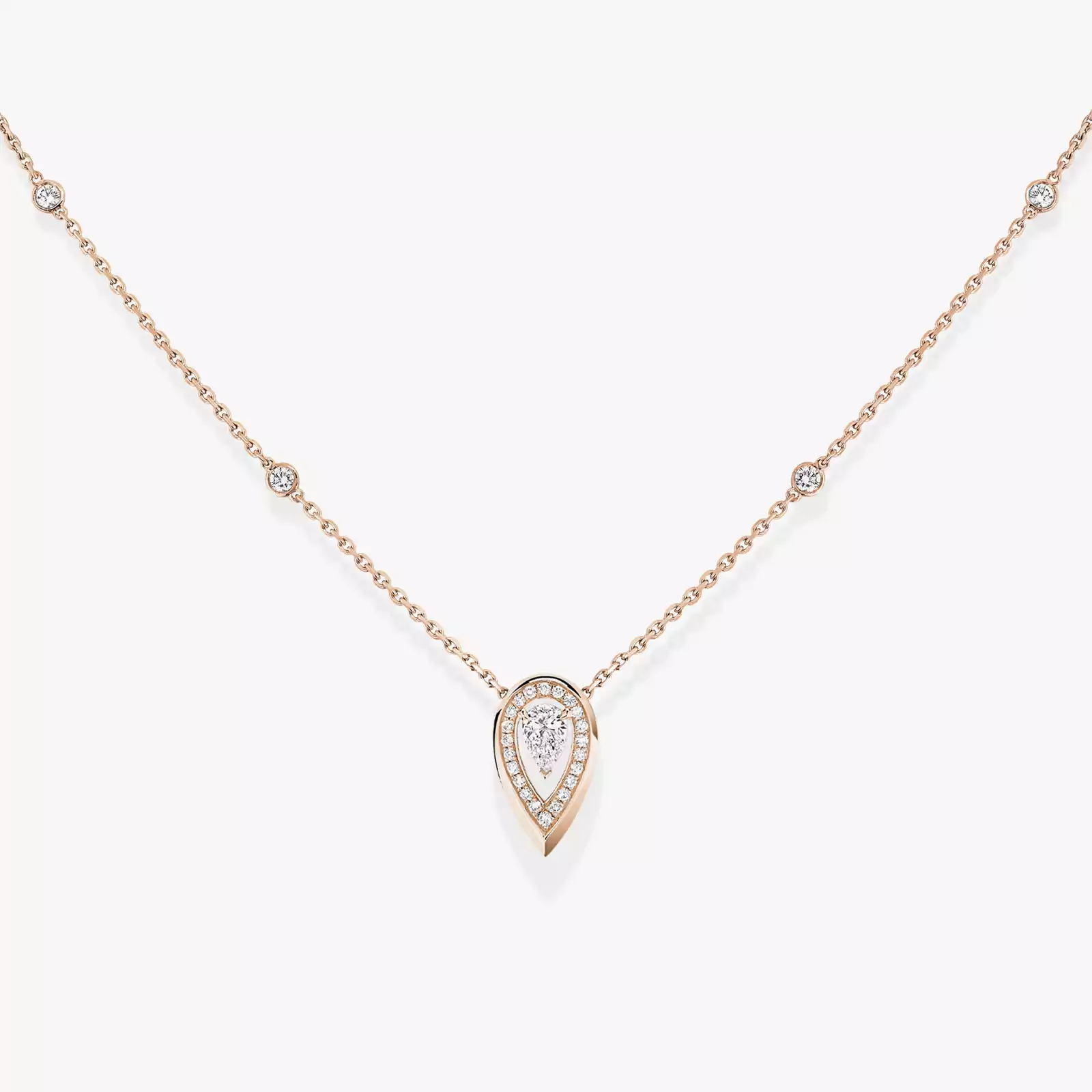 Fiery 0.10ct Pink Gold For Her Diamond Necklace 12611-PG