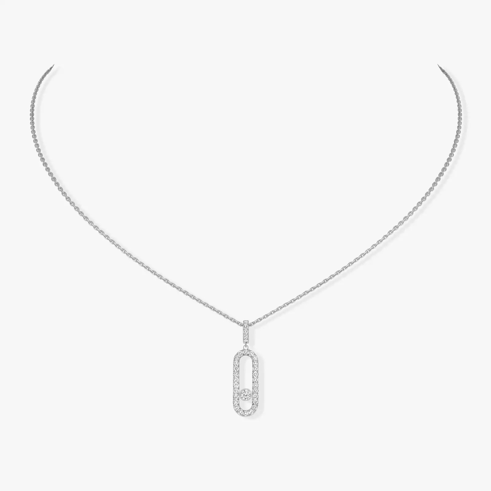Move Uno GM Mit Diamanten ausgefasst Für sie Diamant Kette Weißgold 12058-WG
