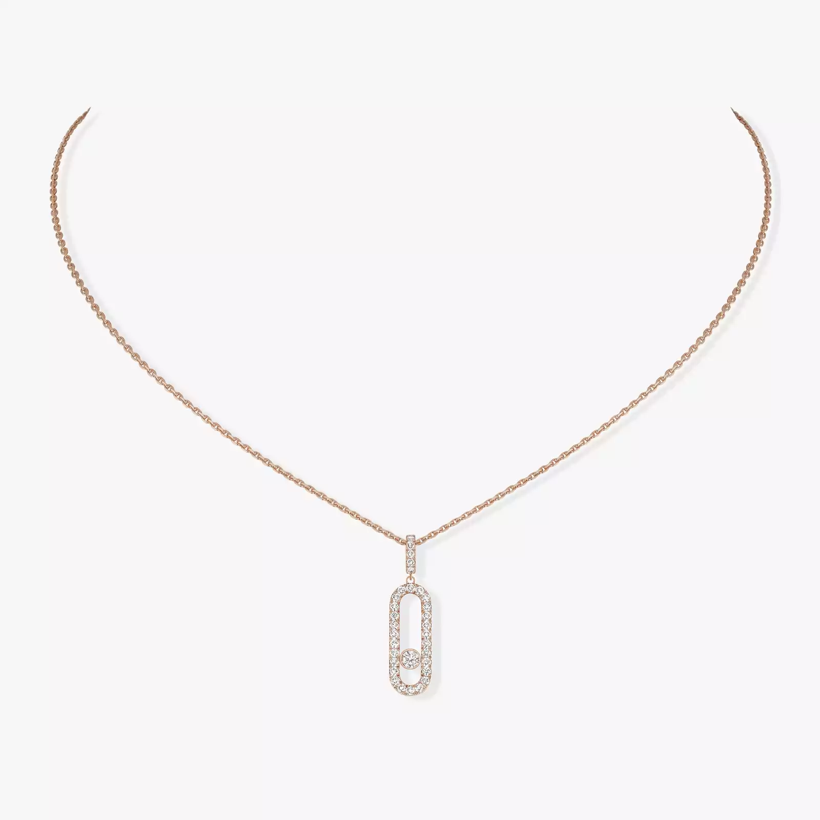 Collier Femme Or Rose Diamant Move Uno GM Pavé 12058-PG
