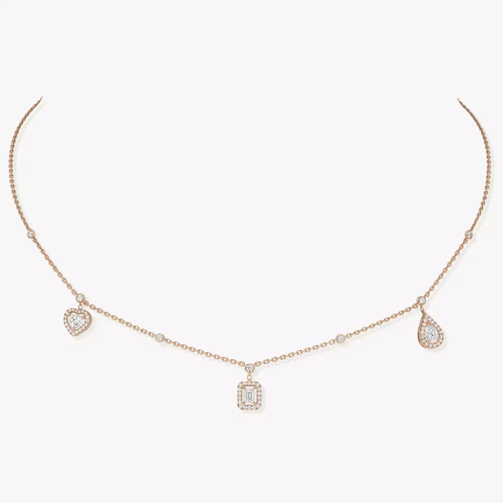 My Twin Trio 3x0,15ct Pink Gold For Her Diamond Necklace 11945-PG