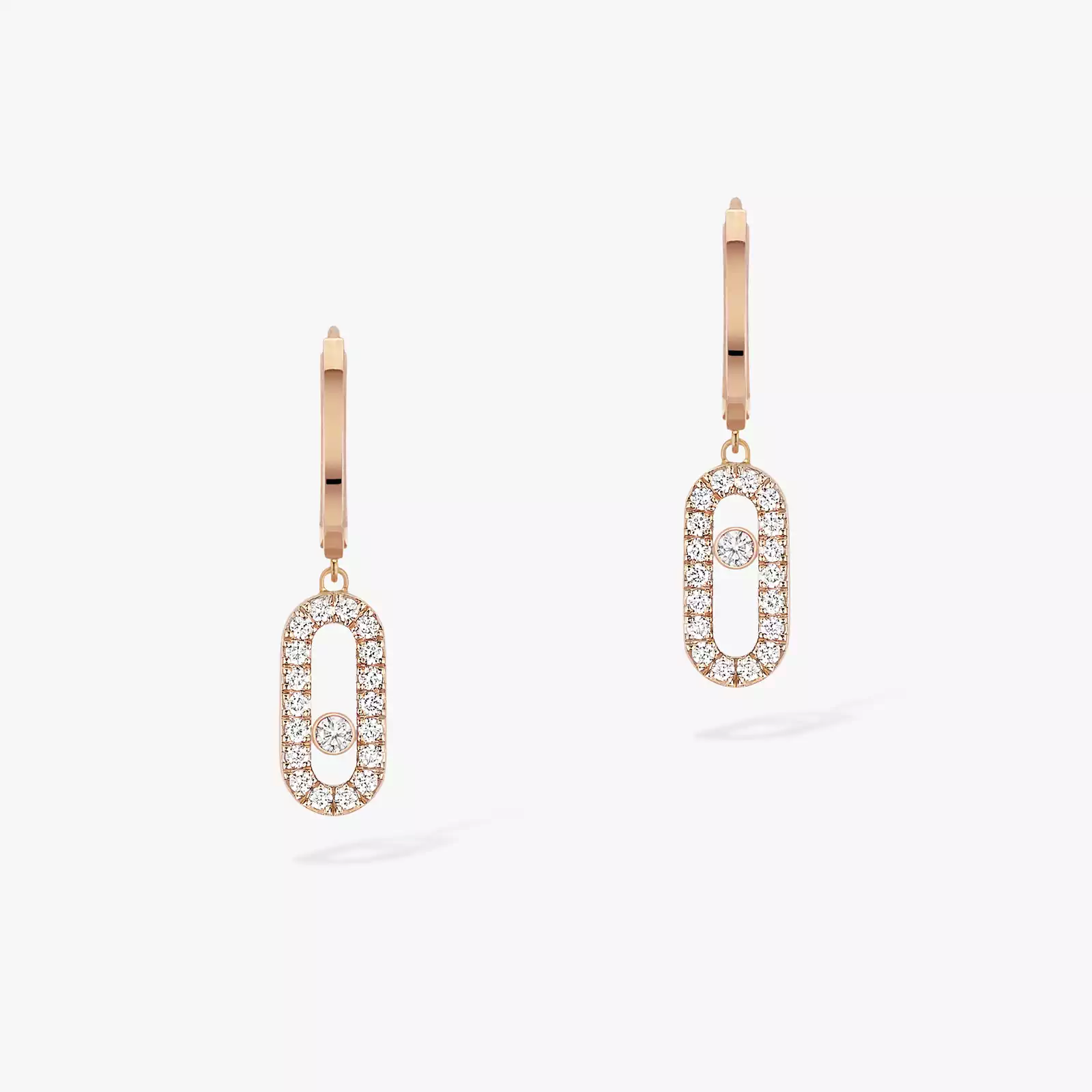 Move Uno Hoop Earrings Pink Gold For Her Diamond Earrings 12037-PG