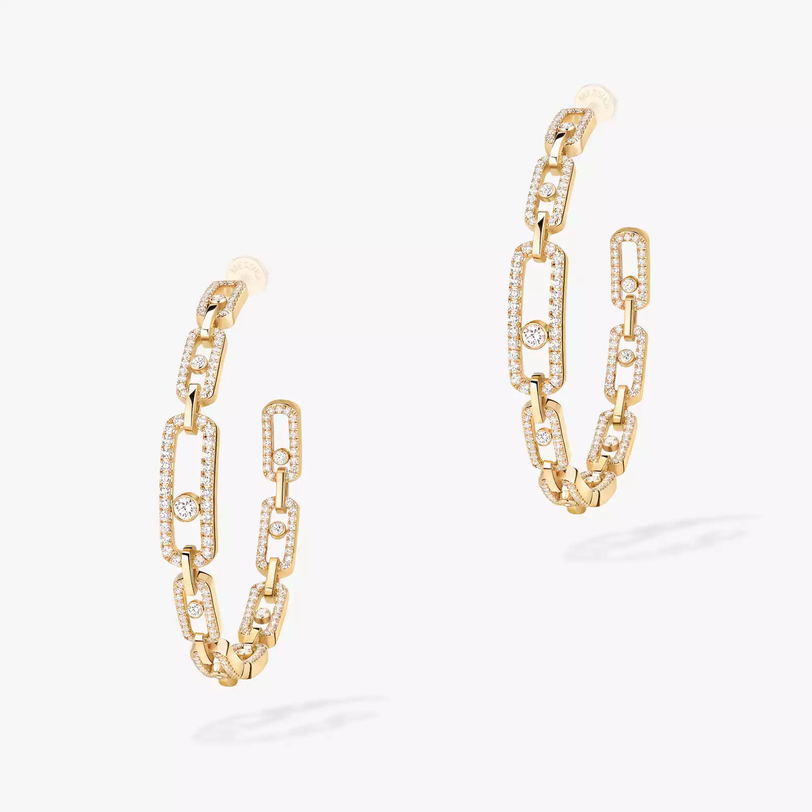 Move Link MM Hoop Earrings Yellow Gold For Her Diamond Earrings 12362-YG