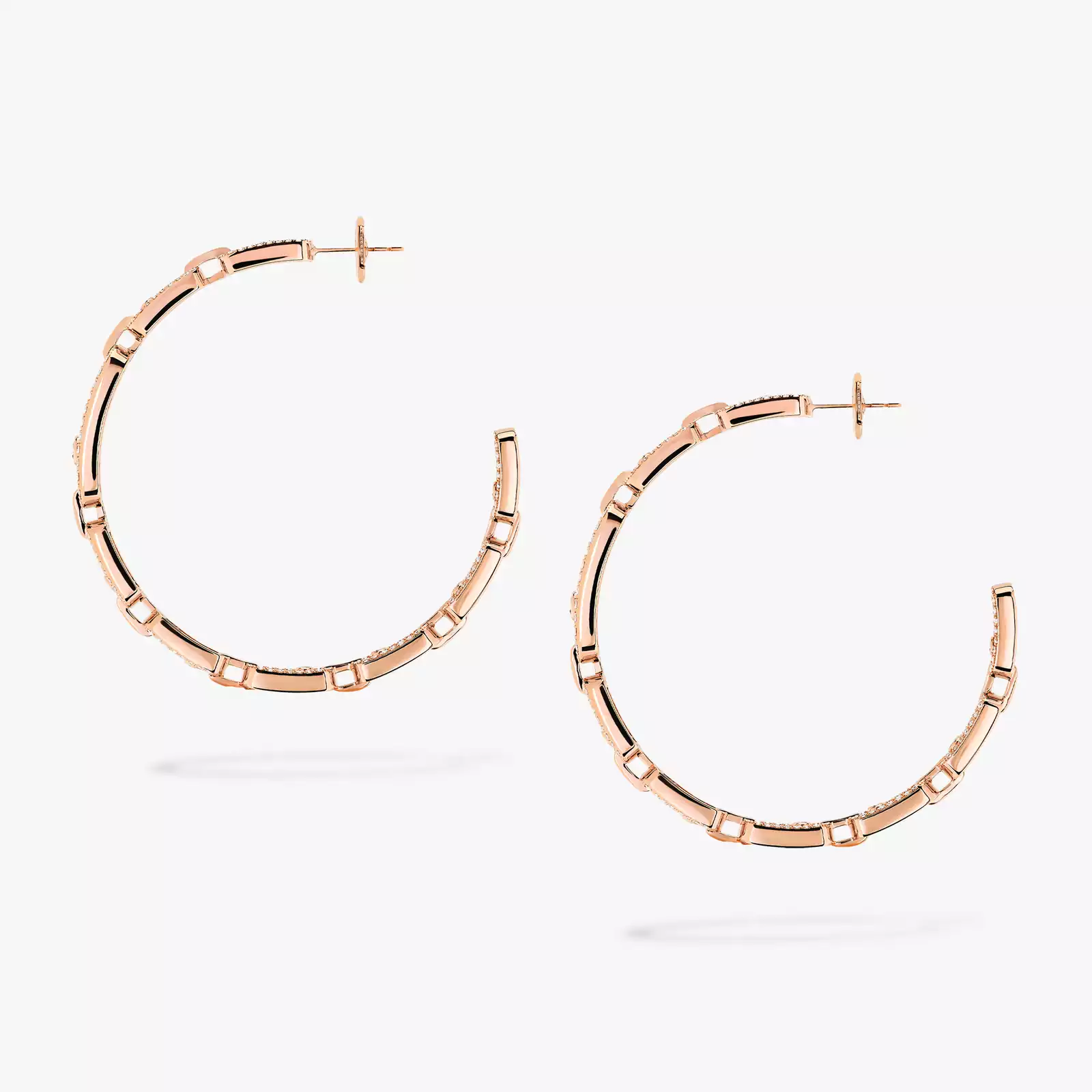 Move Link MM Hoop Earrings Pink Gold For Her Diamond Earrings 12362-PG
