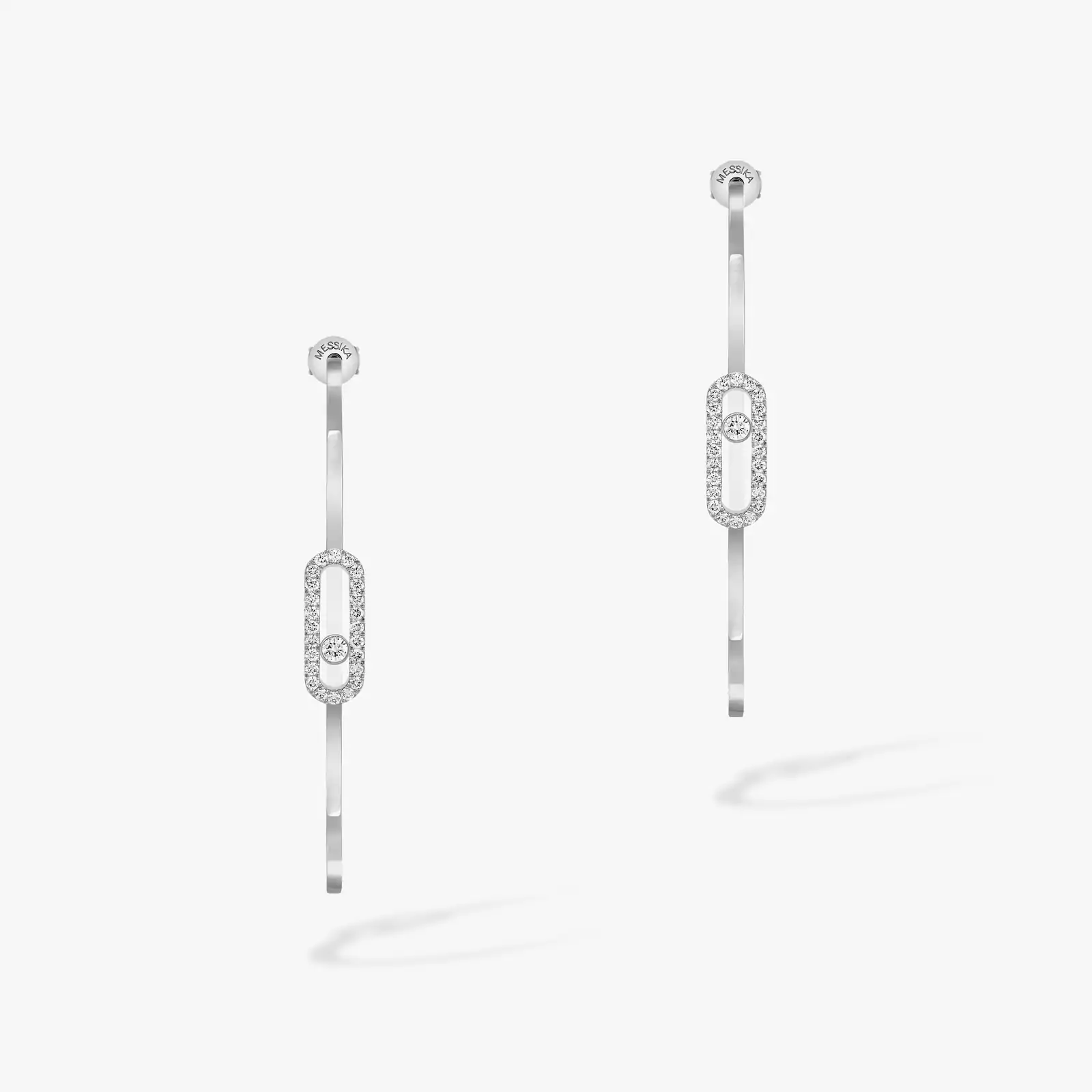 Серьги Для нее Белое золото Бриллиантами Серьги-кольца Move Uno GM (большая модель) 12468-WG