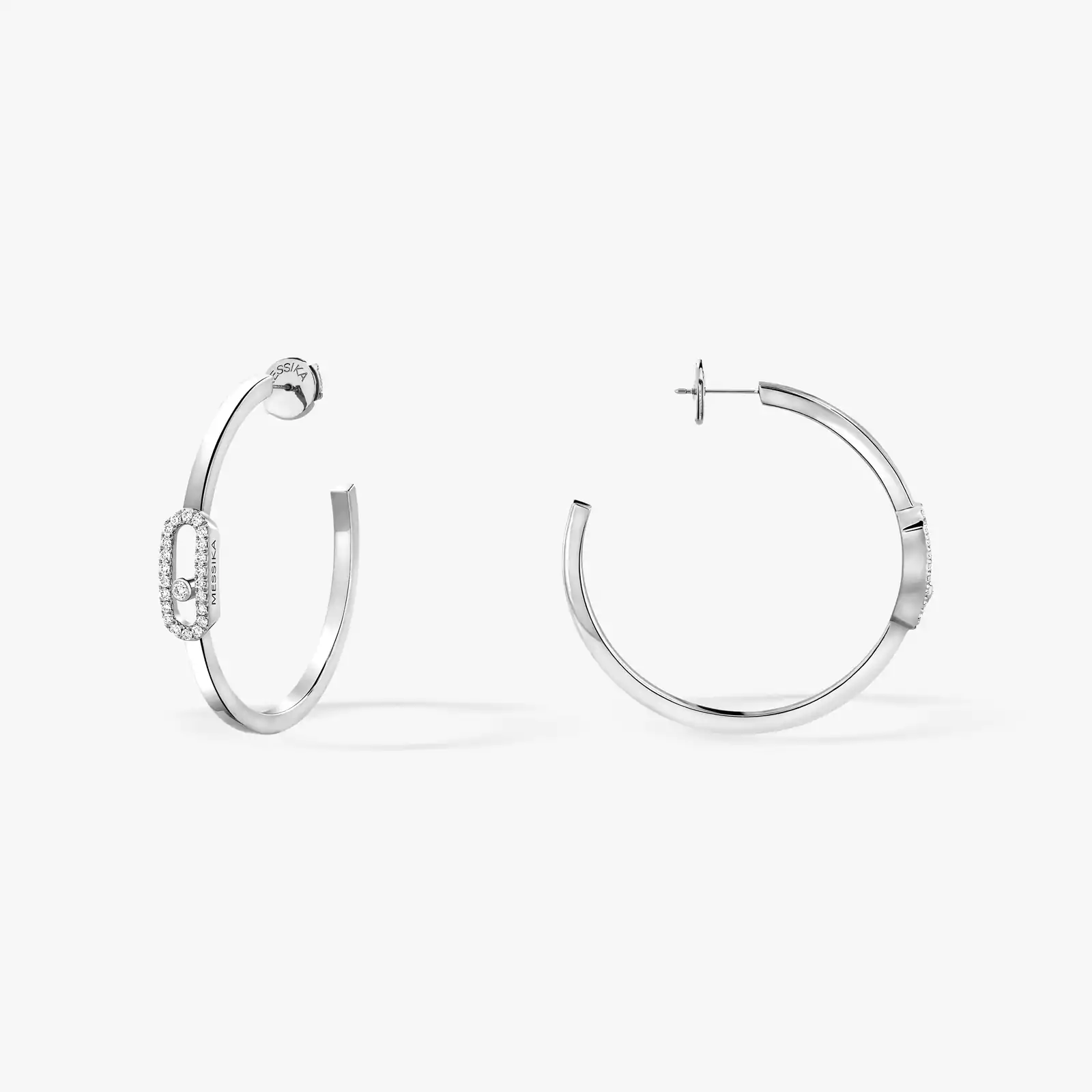 Move Uno Small Hoop Earrings White Gold For Her Diamond Earrings 12485-WG