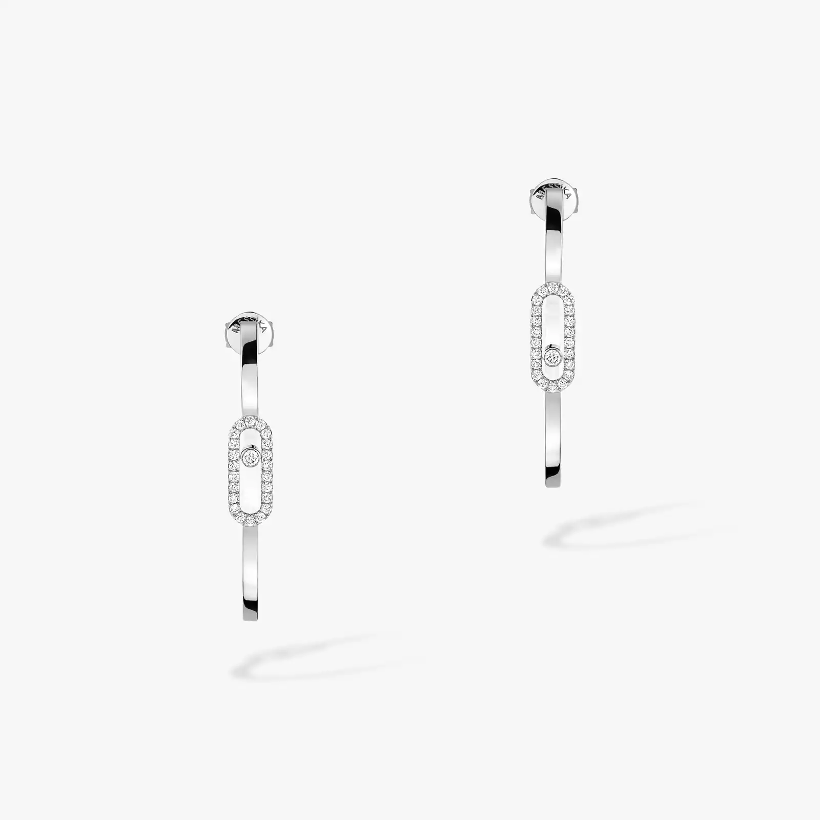 Move Uno Small Hoop Earrings White Gold For Her Diamond Earrings 12485-WG