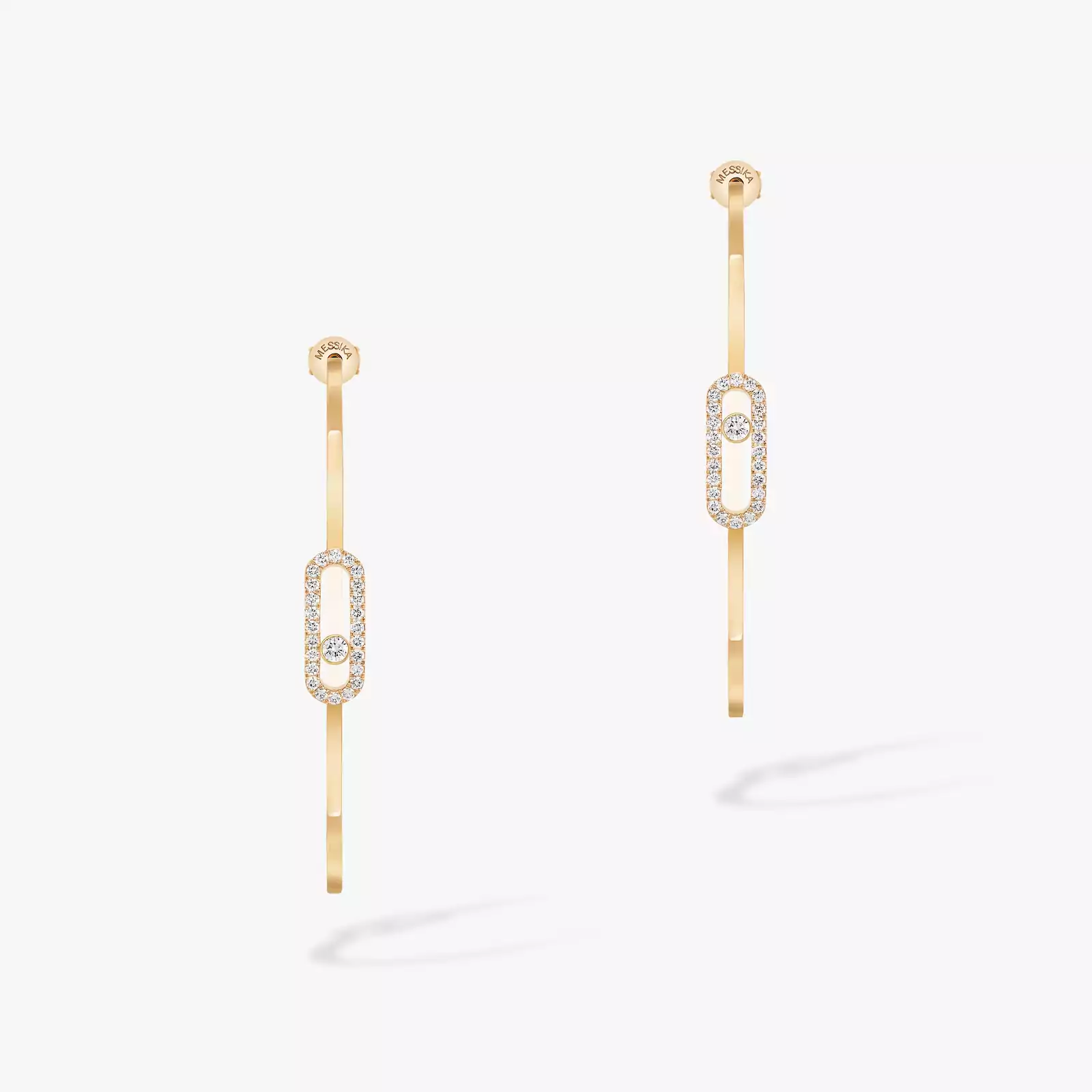 Move Uno Large Hoop Earrings Yellow Gold For Her Diamond Earrings 12468-YG