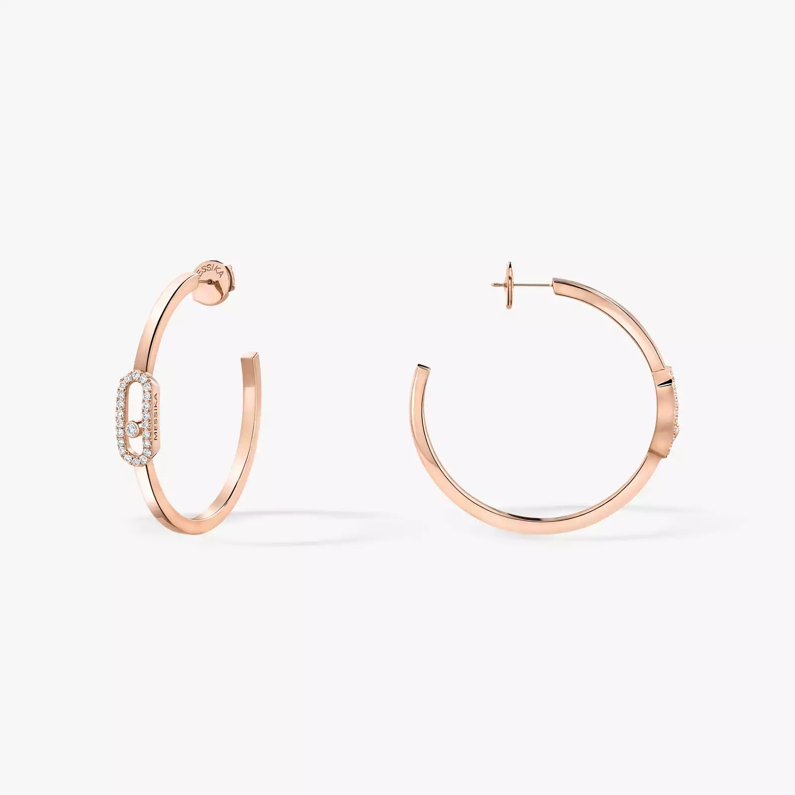 Move Uno Small Hoop Earrings Pink Gold For Her Diamond Earrings 12485-PG