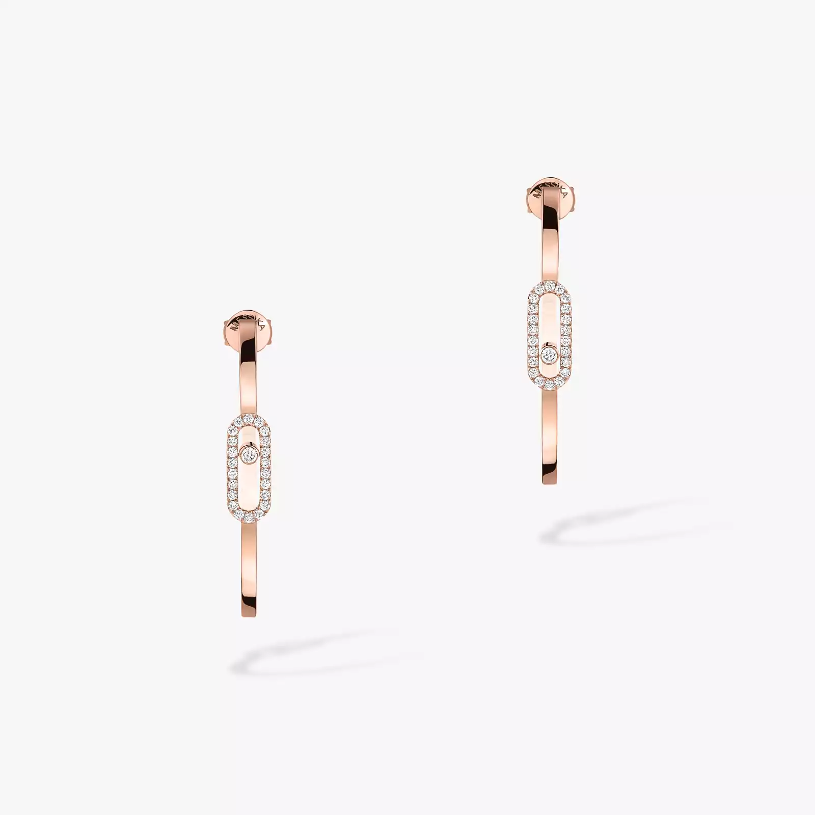 Move Uno Small Hoop Earrings Pink Gold For Her Diamond Earrings 12485-PG