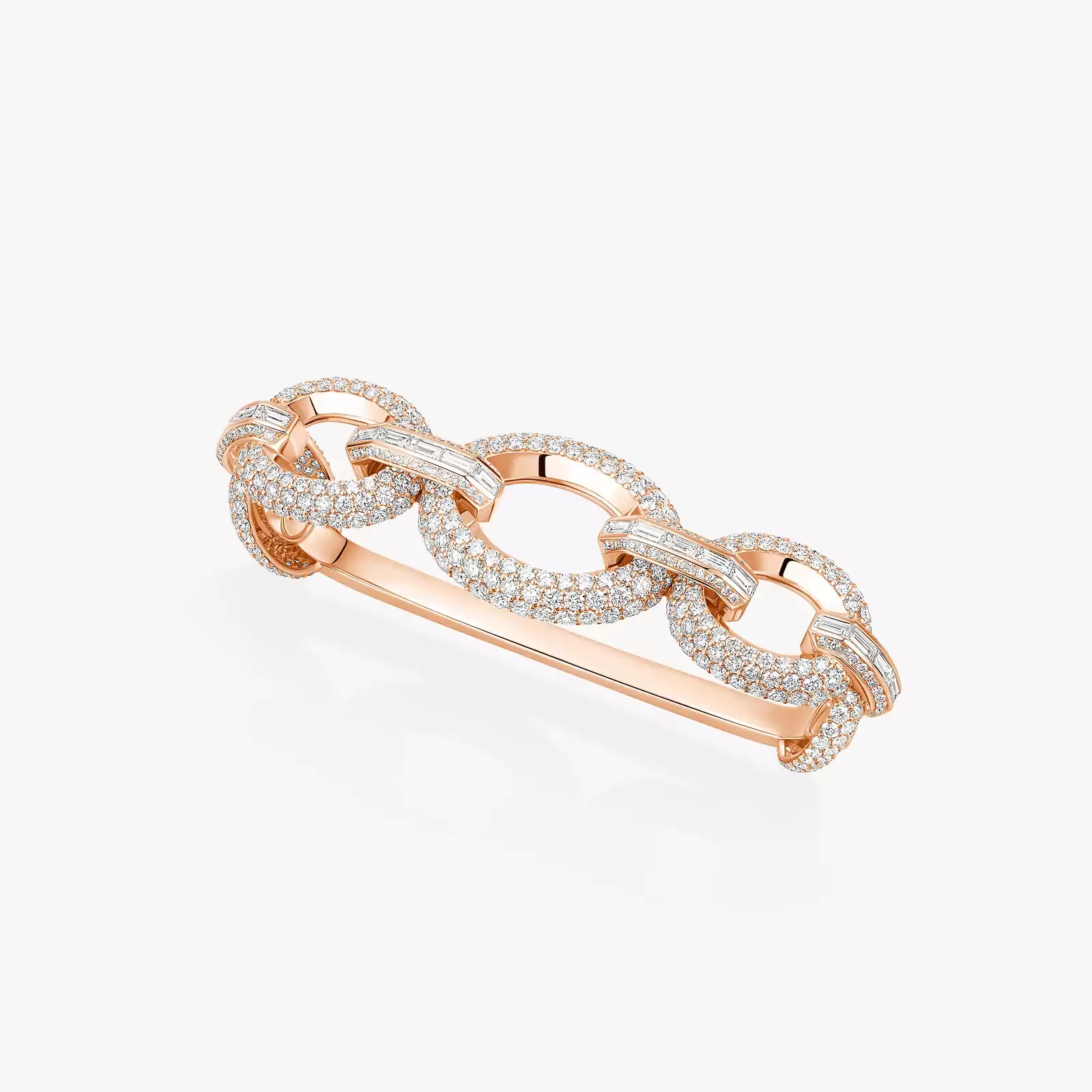 Bague Femme Or Rose Diamant Groove 3 doigts 13499-PG