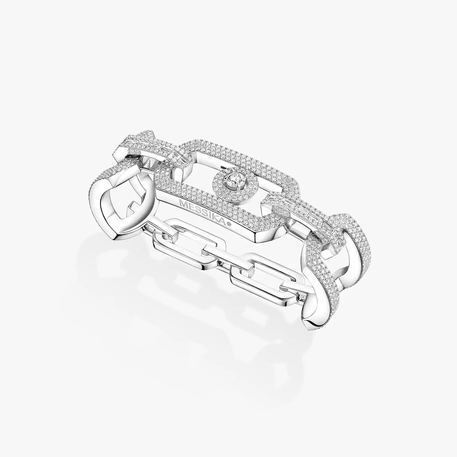 Bague Femme Or Blanc Diamant So Move Max 3 doigts Pavée 14242-WG