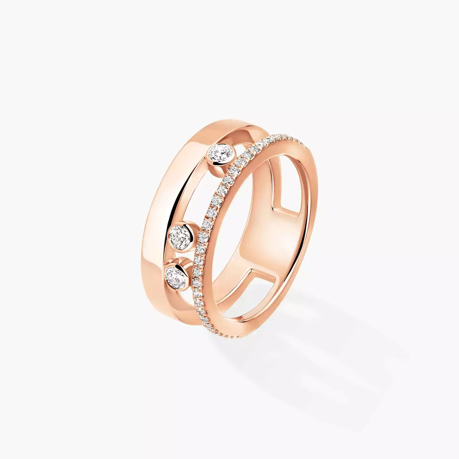 Bague Femme Or Rose Diamant Move Romane  06516-PG