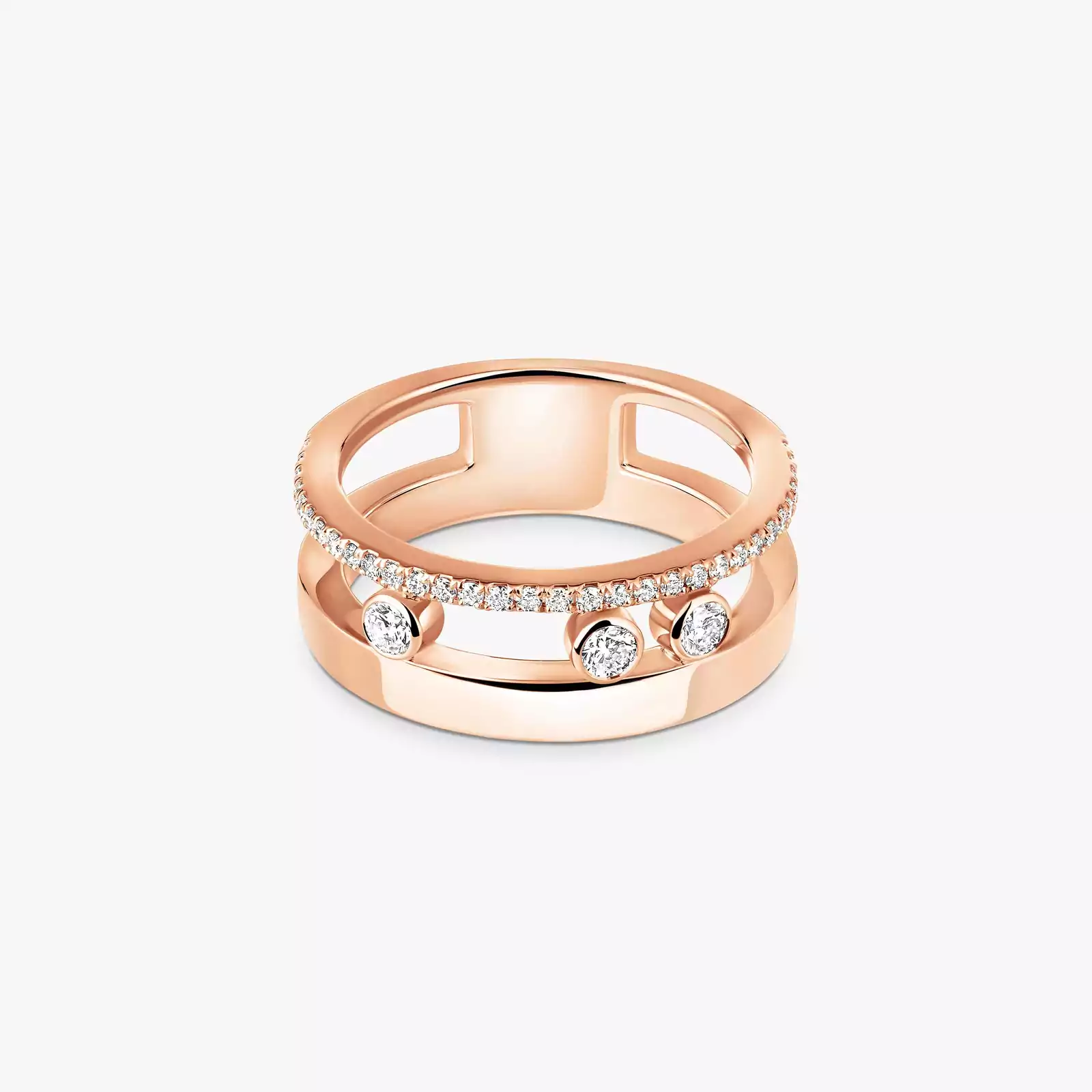 Bague Femme Or Rose Diamant Move Romane  06516-PG