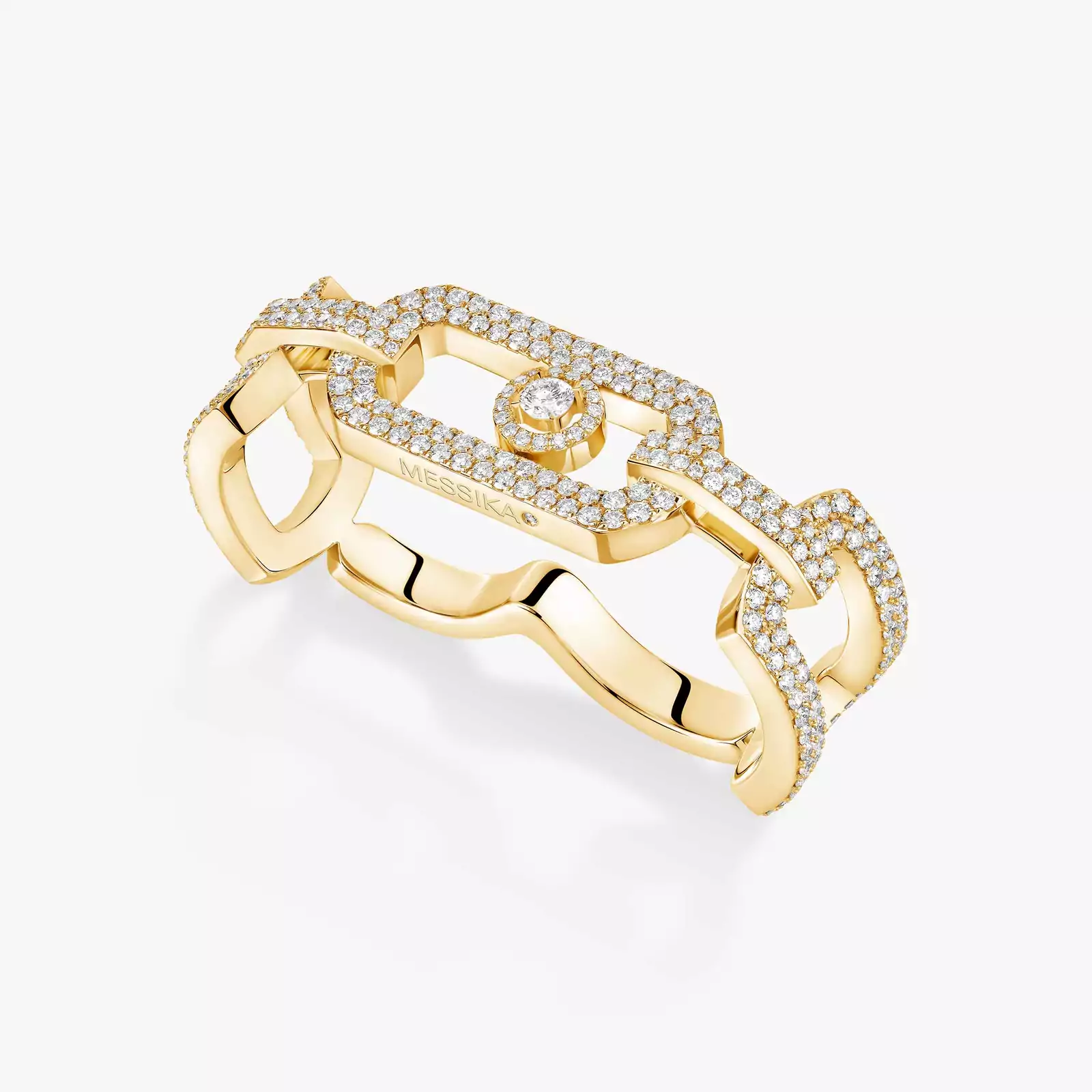 Bague Femme Or Jaune Diamant So Move 2 doigts Pavée 13185-YG