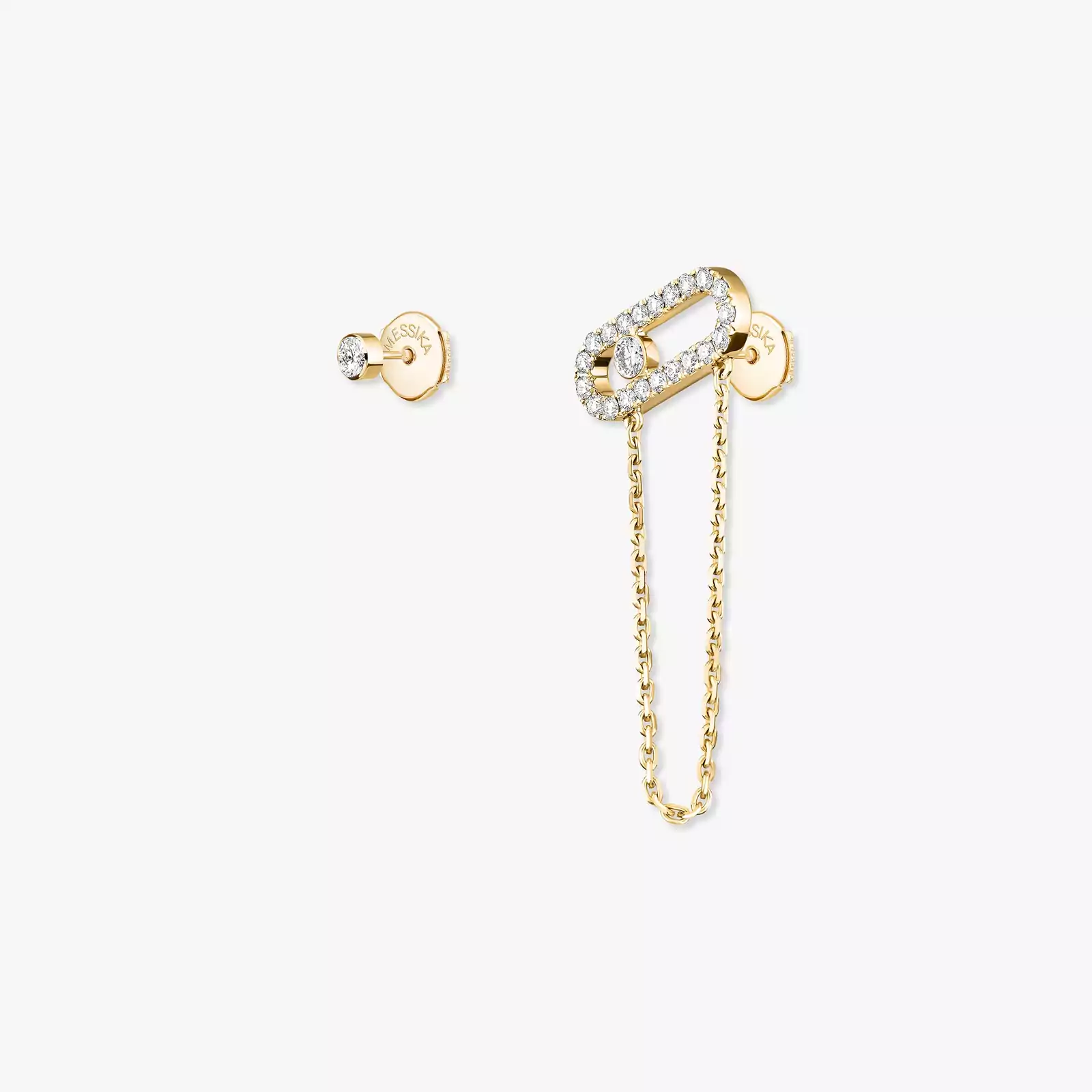 Boucles d'oreilles Femme Or Jaune Diamant Move Uno Chaine et Puce 12146-YG