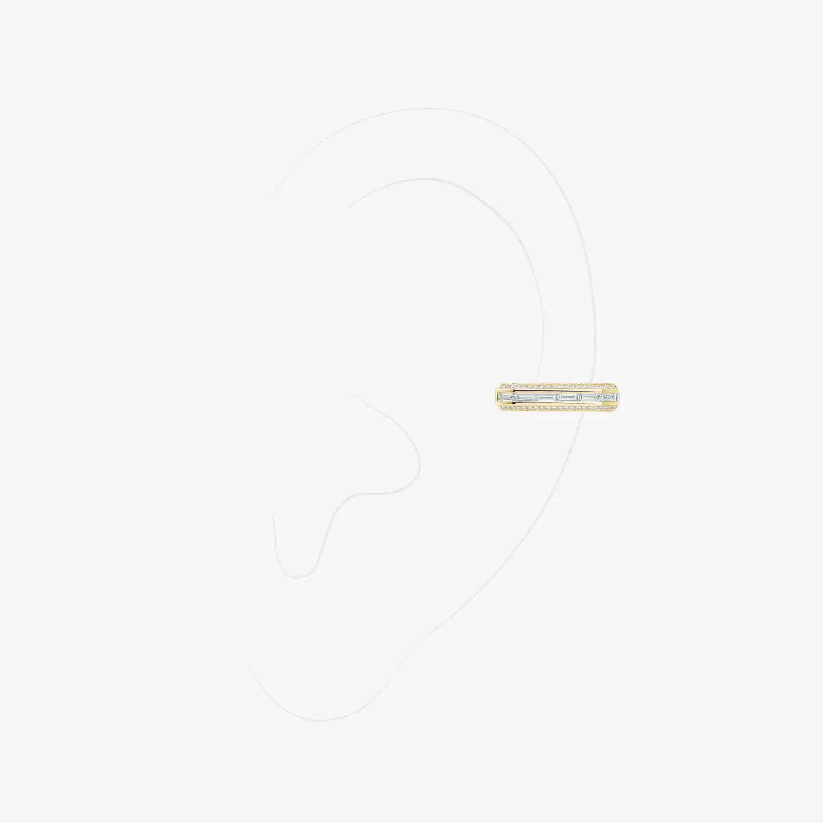 الأقراط امرأة ذهب أصفر الماس أقراط Groove ذات المشبك 13672-YG