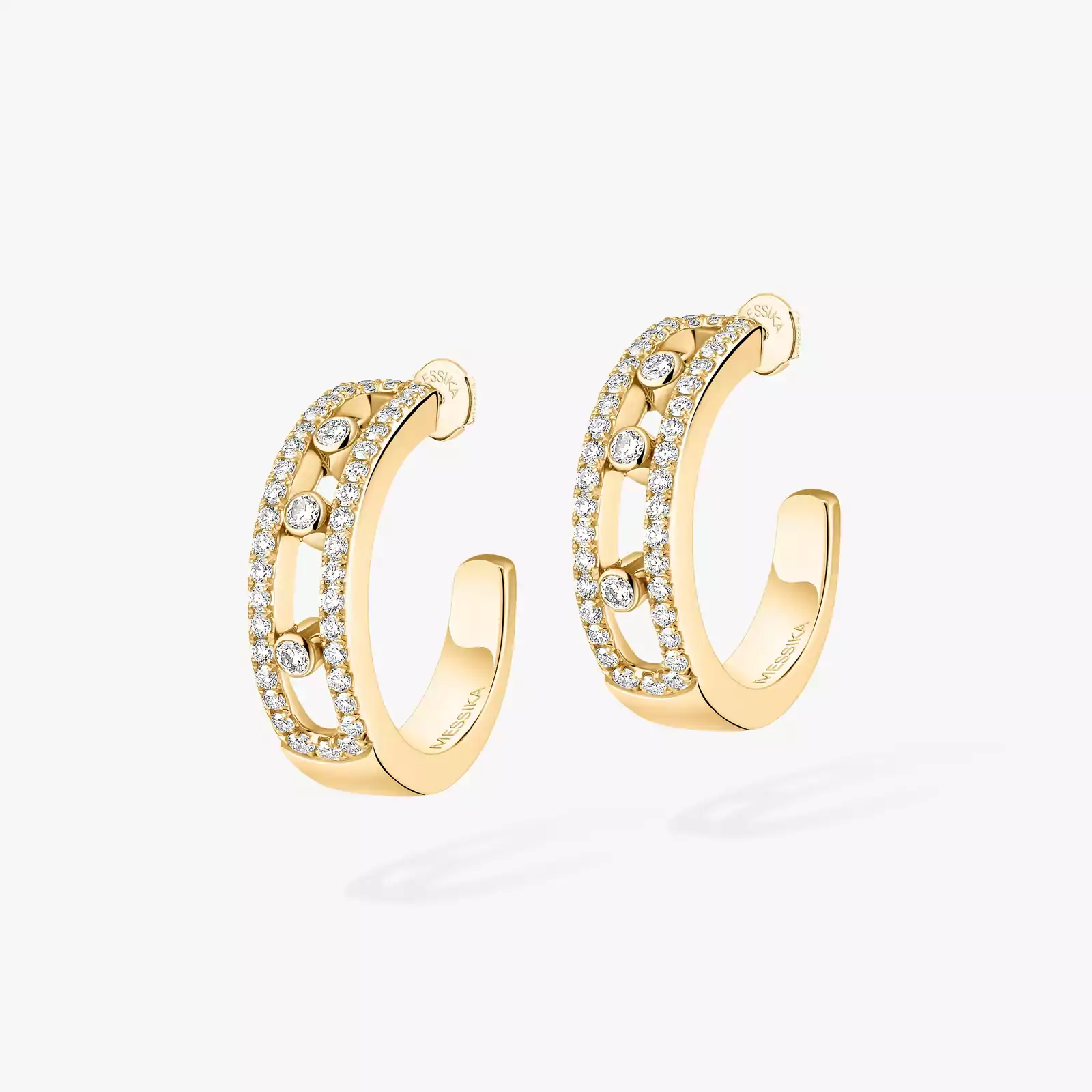 Move密镶钻石圆圈耳环 Yellow Gold Diamond For Her Earrings 04993-YG