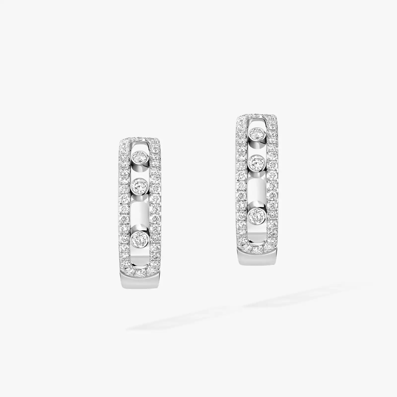 Pendiente Mujer Oro blanco Diamante Pendientes de aro Move Pavé 04993-WG