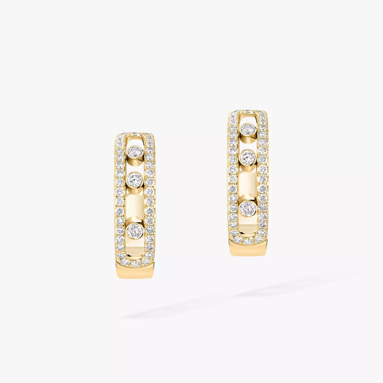 Move密镶钻石圆圈耳环 Yellow Gold Diamond For Her Earrings 04993-YG