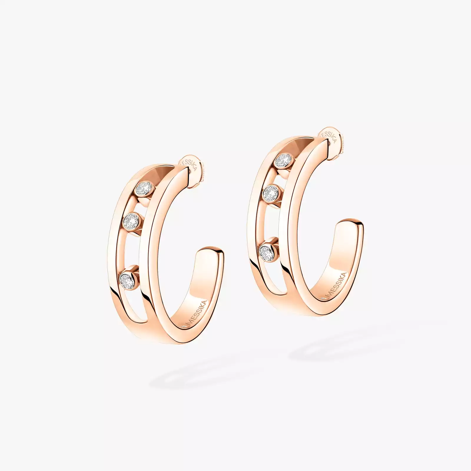 Boucles d'oreilles Femme Or Rose Diamant Créoles Move 04407-PG