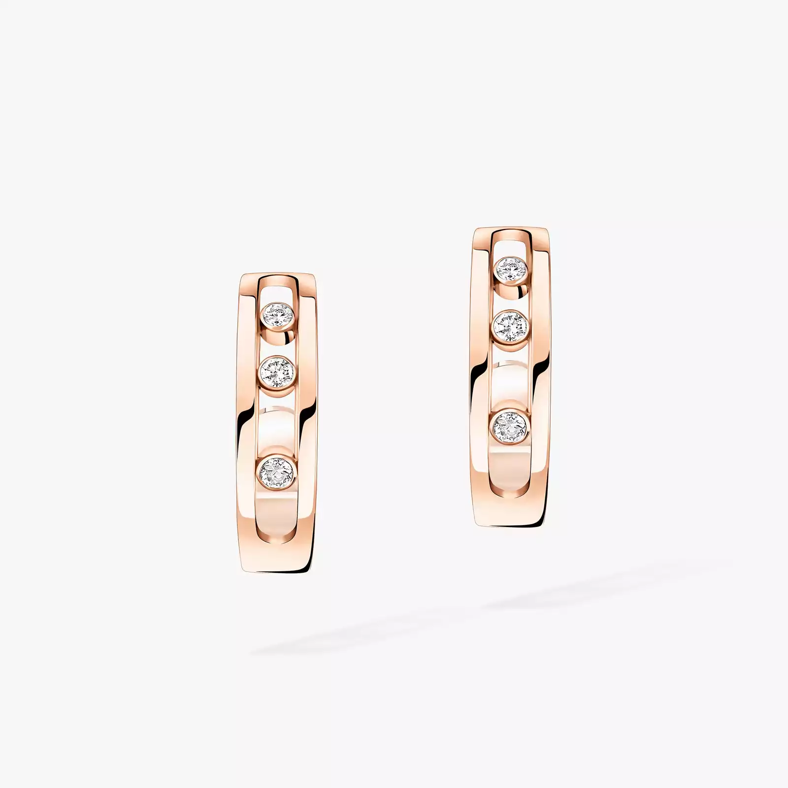 Boucles d'oreilles Femme Or Rose Diamant Créoles Move 04407-PG