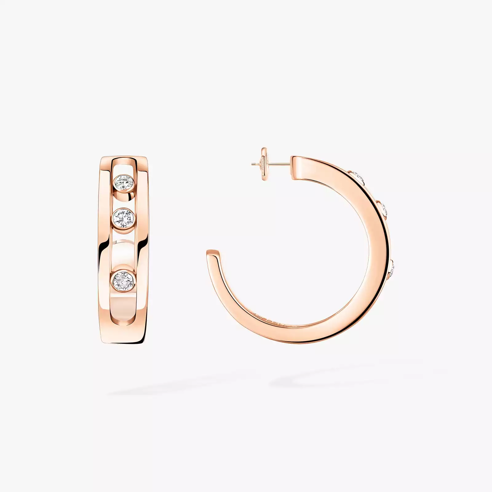 Pink Gold Diamond Hoop Earrings Move | Messika 04407-PG