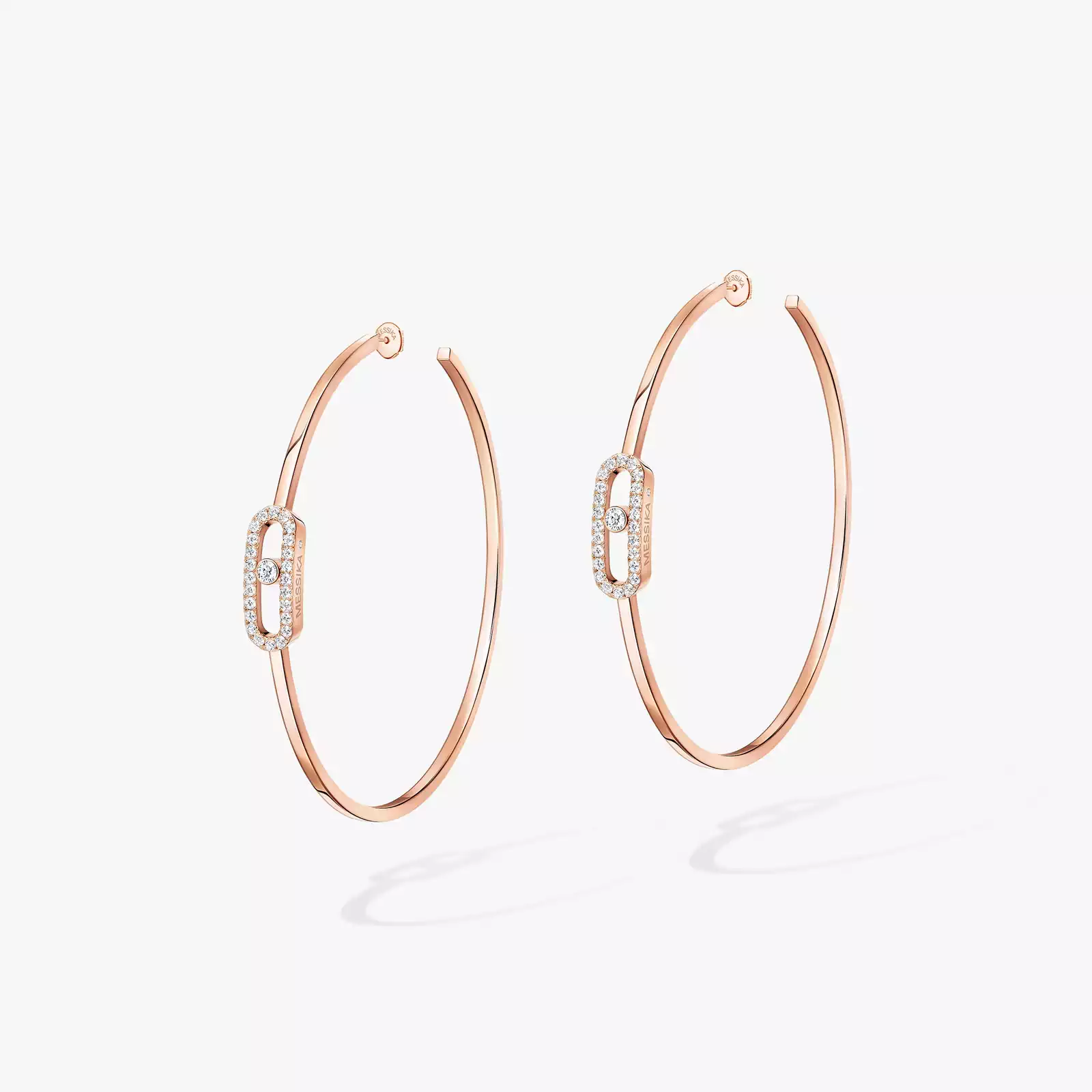 Move Uno Large Hoop Earrings Pink Gold For Her Diamond Earrings 12468-PG