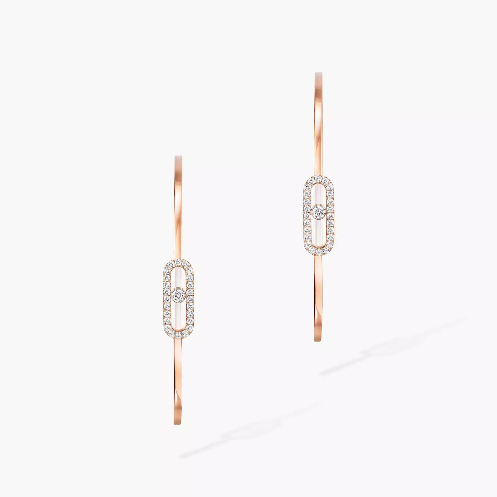 Move Uno Large Hoop Earrings Pink Gold For Her Diamond Earrings 12468-PG