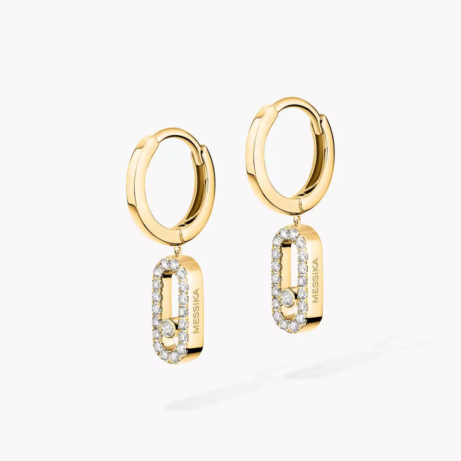Move Uno Hoop Earrings Yellow Gold For Her Diamond Earrings 12037-YG