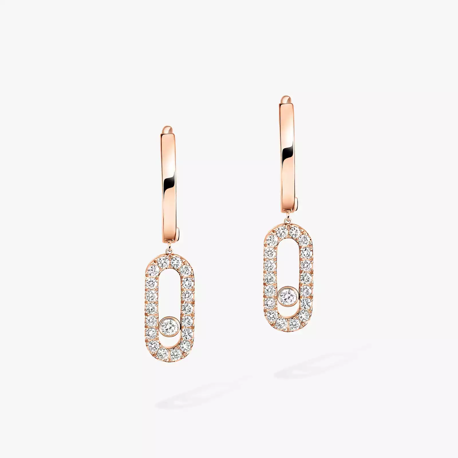 Move Uno Hoop Earrings Pink Gold For Her Diamond Earrings 12037-PG