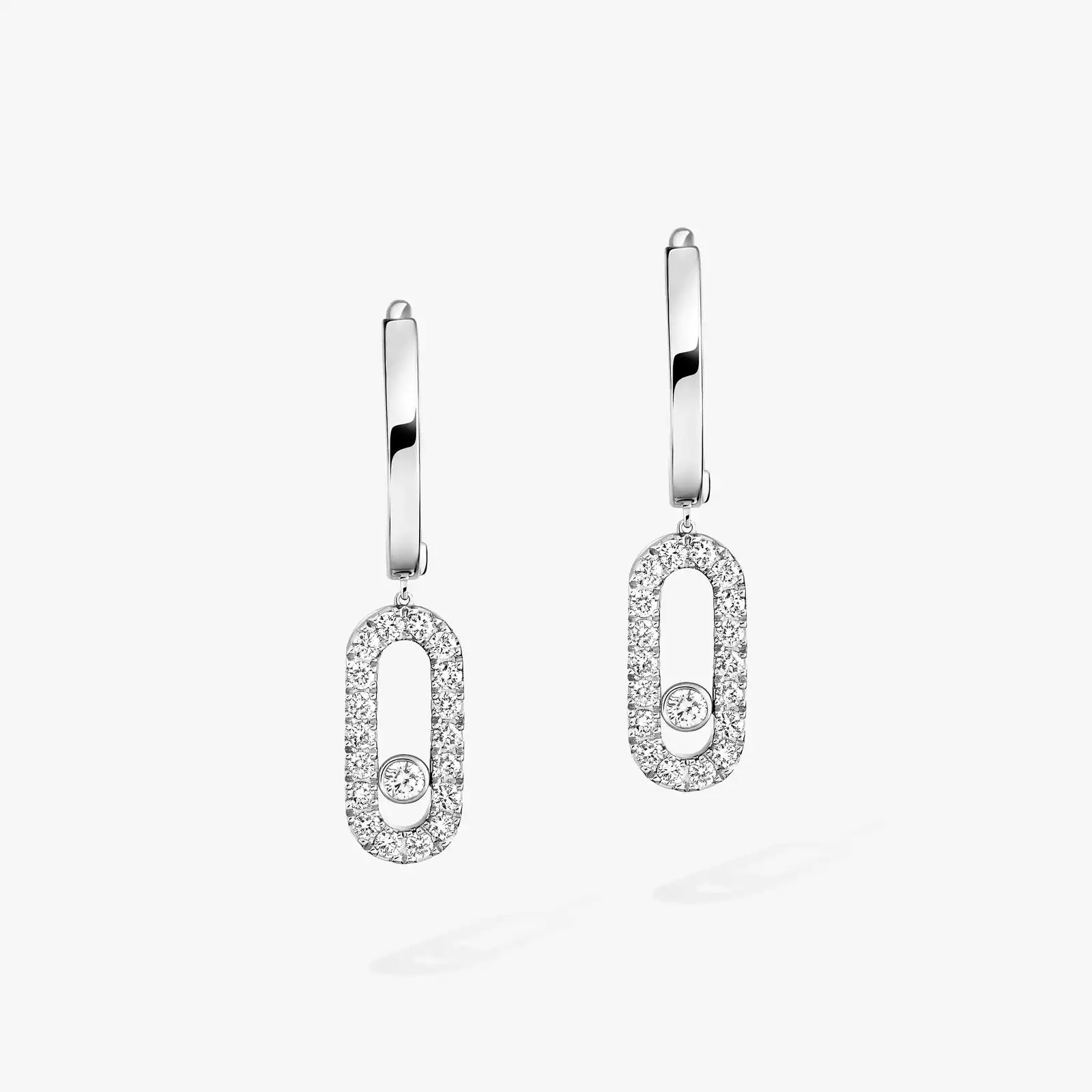 Move Uno Hoop Earrings White Gold For Her Diamond Earrings 12037-WG